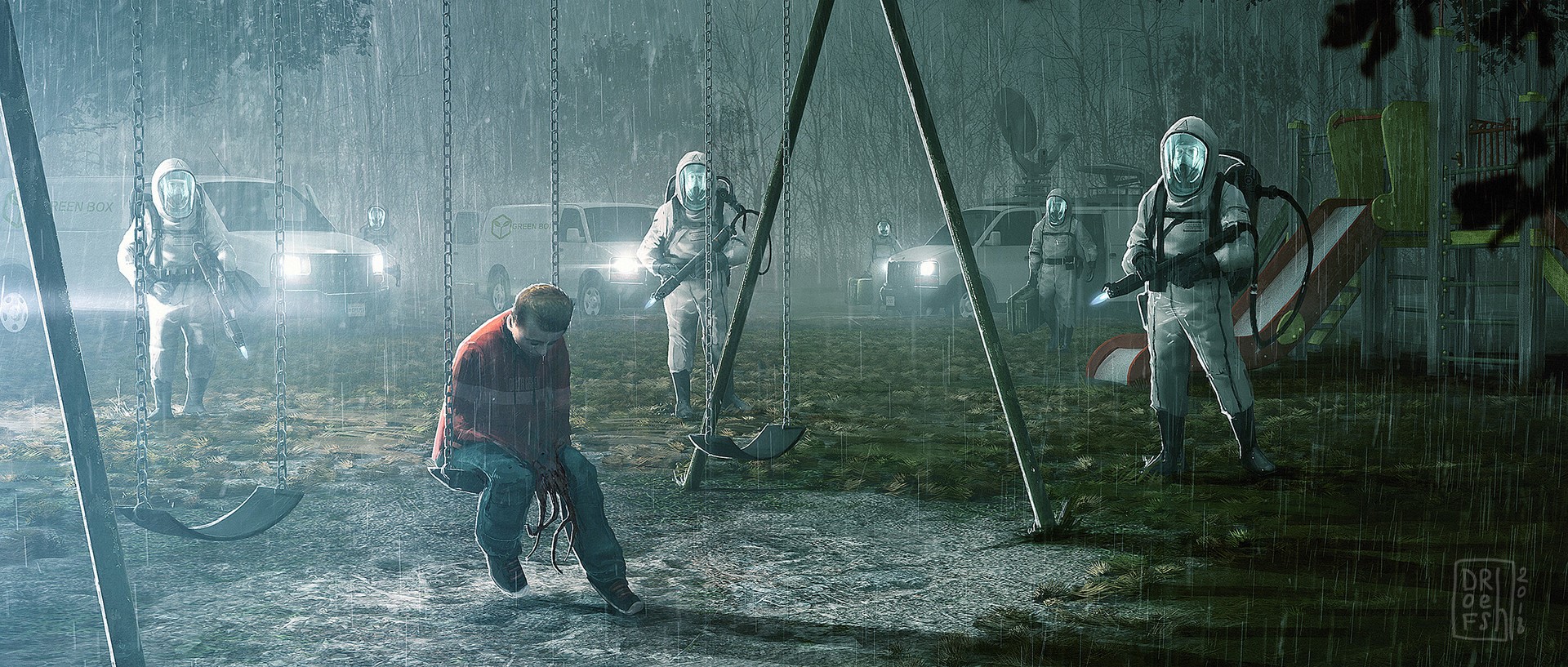 digital art, city, car, weapon, swing, science fiction, apocalyptic, futuristic, digital painting, HD Wallpaper