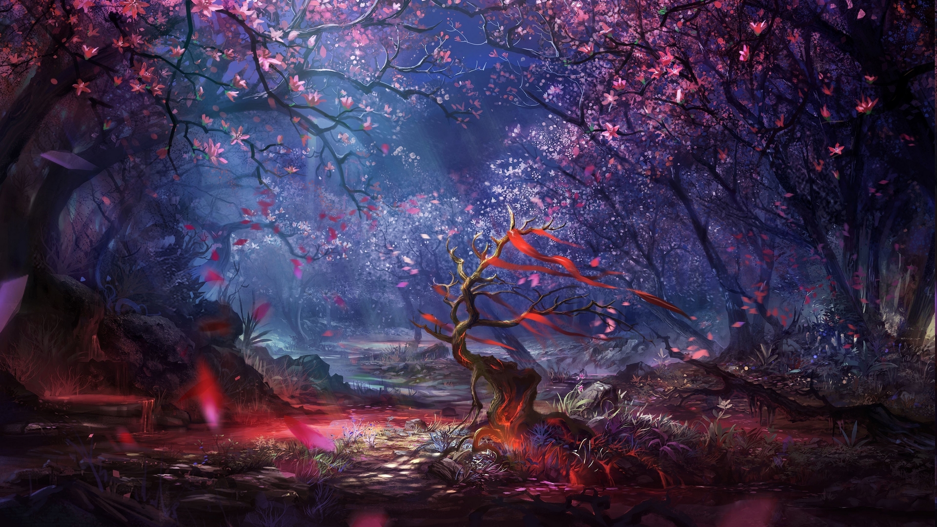 colorful, digital, arts, forest, HD Wallpaper