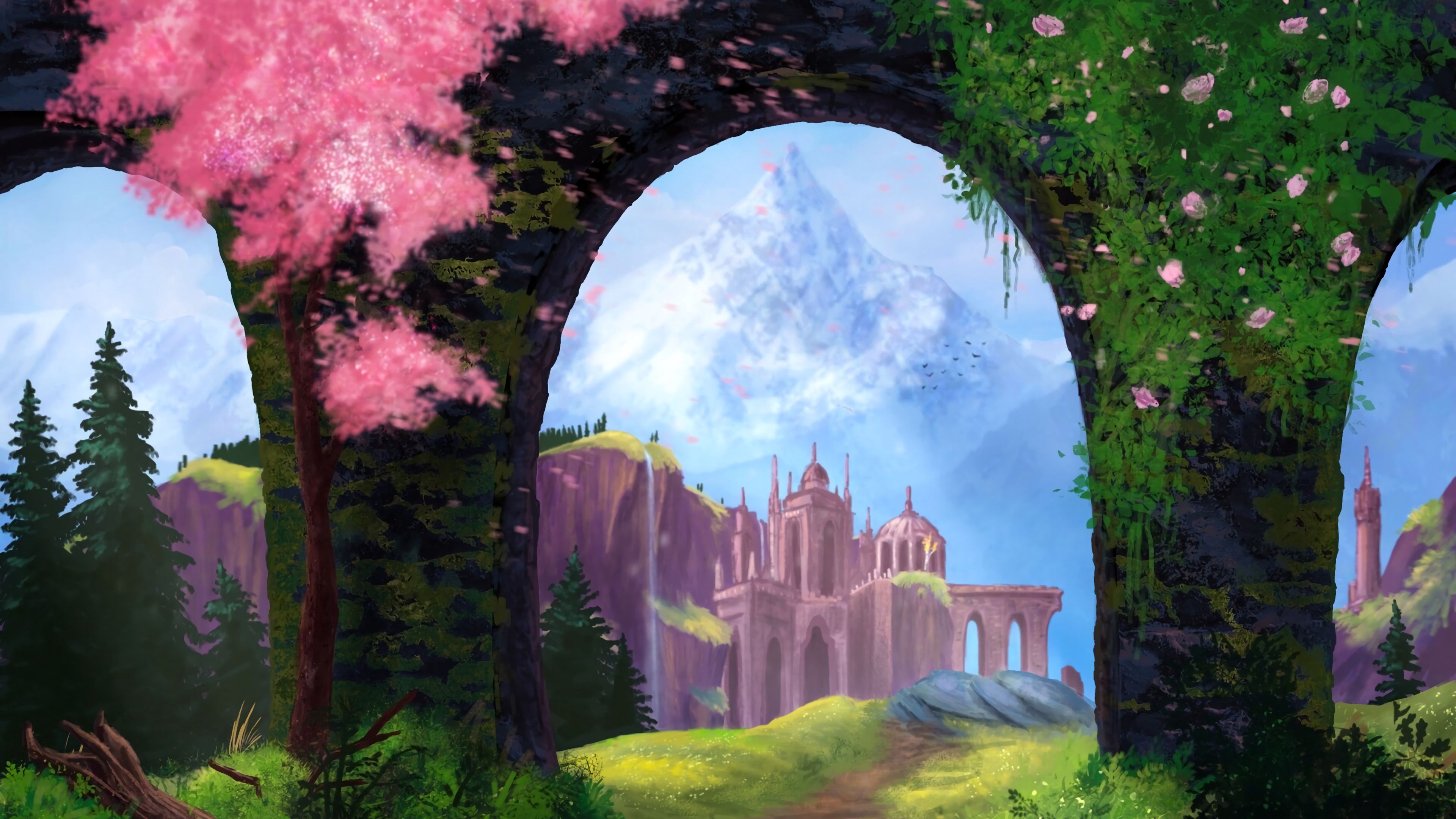 arch, castle, rocks, art, 4k, HD Wallpaper