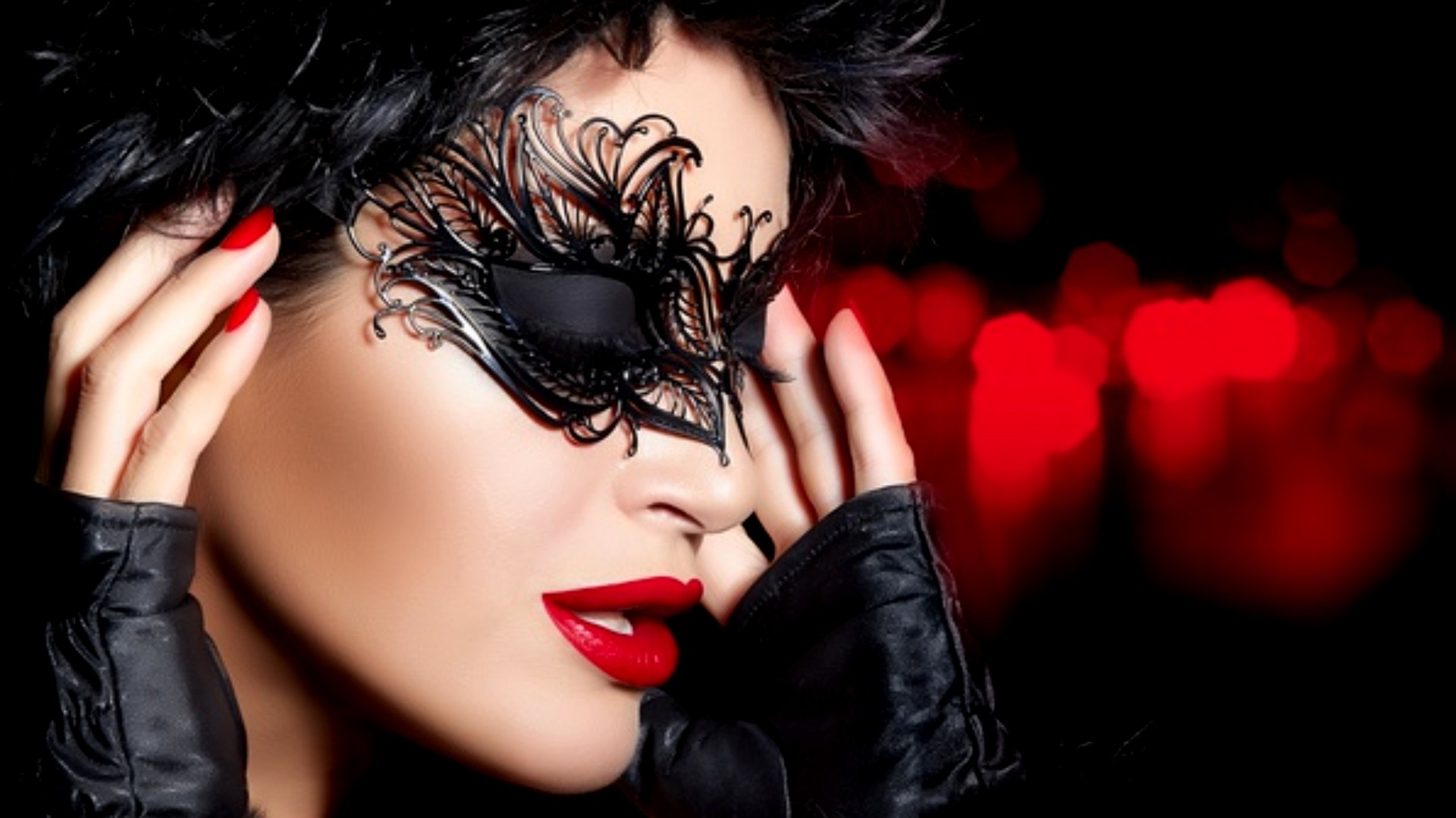 mask, closed, brunette, eyes, hand fan, HD Wallpaper