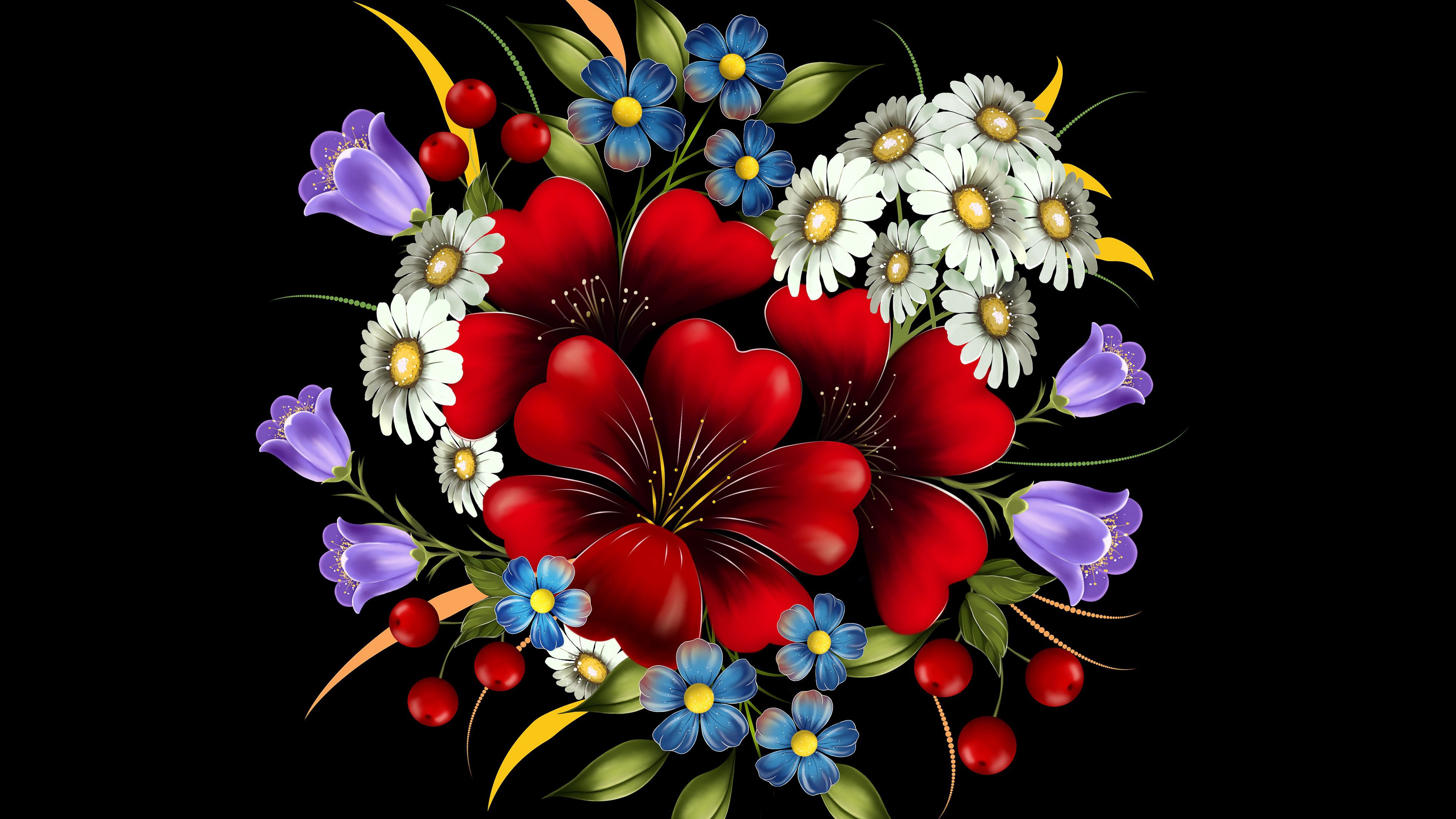 bouquet, flowers, art, composition, 4k, HD Wallpaper
