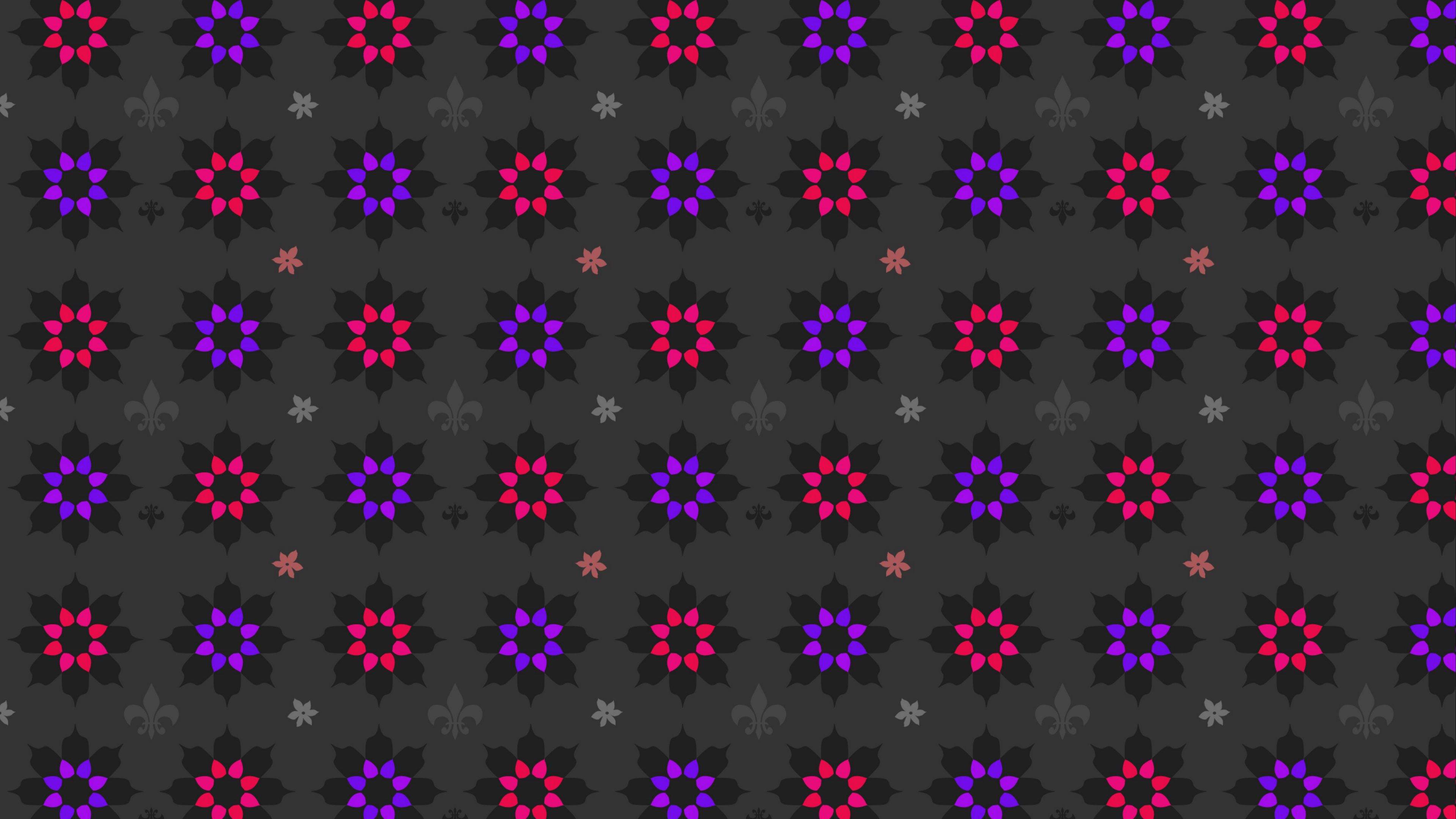 flowers, patterns, texture, pink, purple, 4k, HD Wallpaper