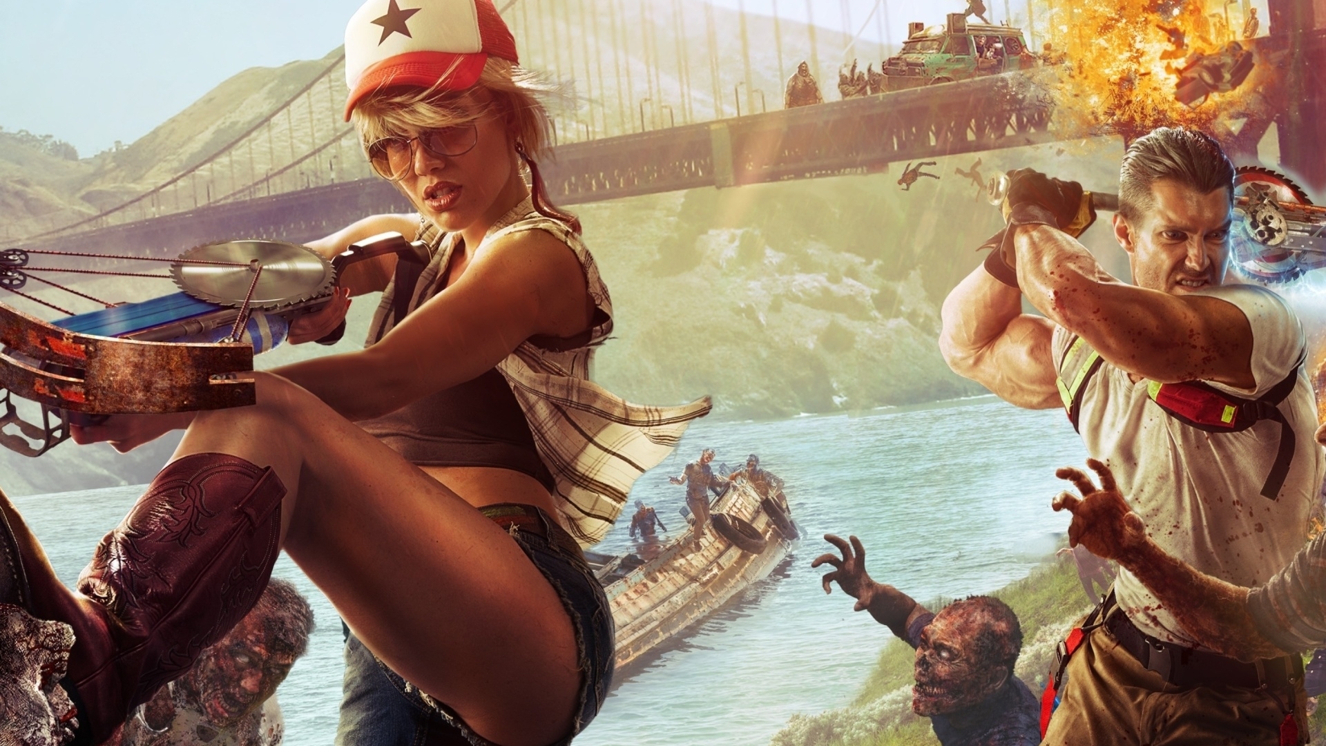 dead, man, island, woman, zombie, HD Wallpaper