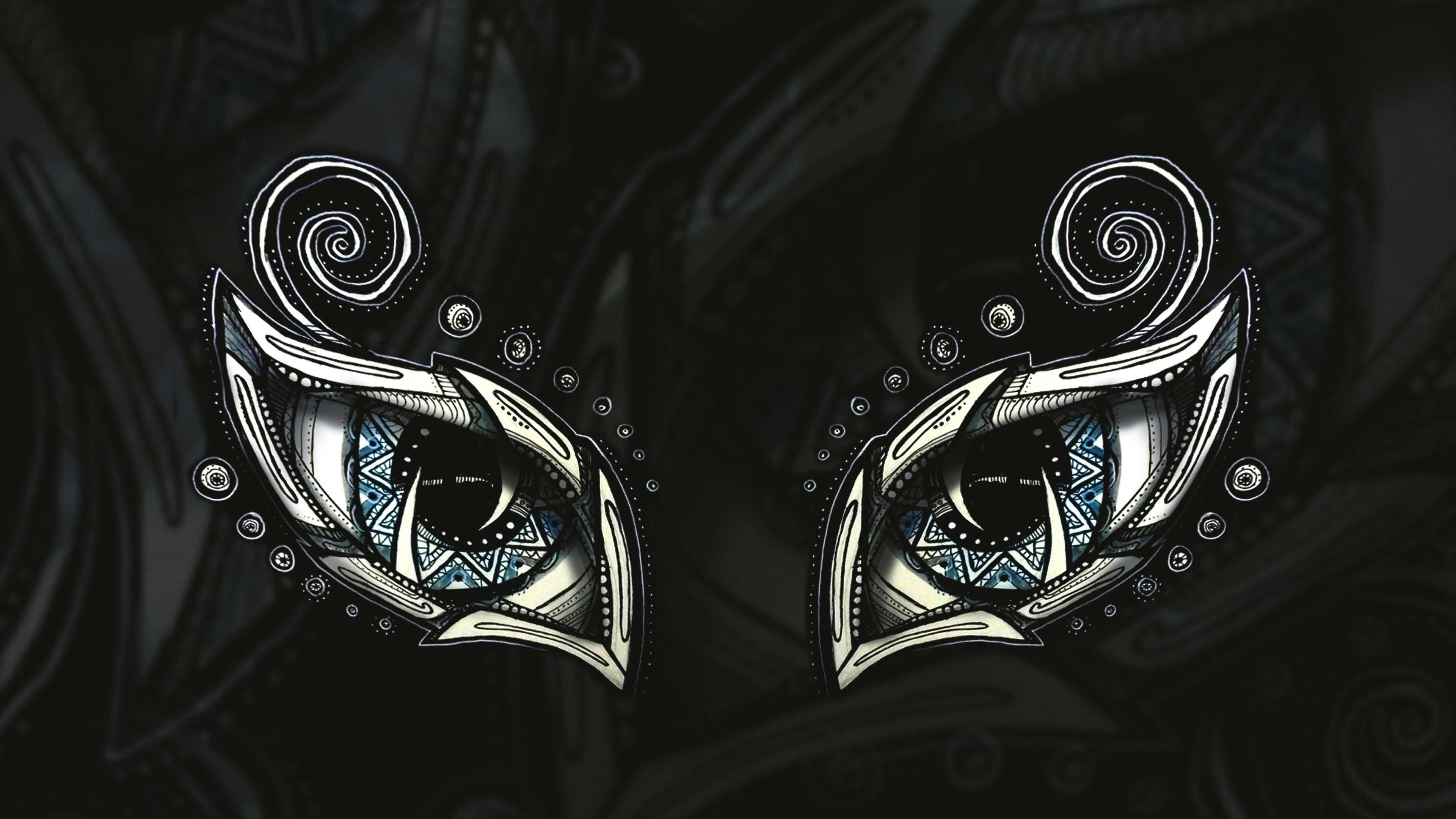 eyes, doodles, art, 4k, HD Wallpaper