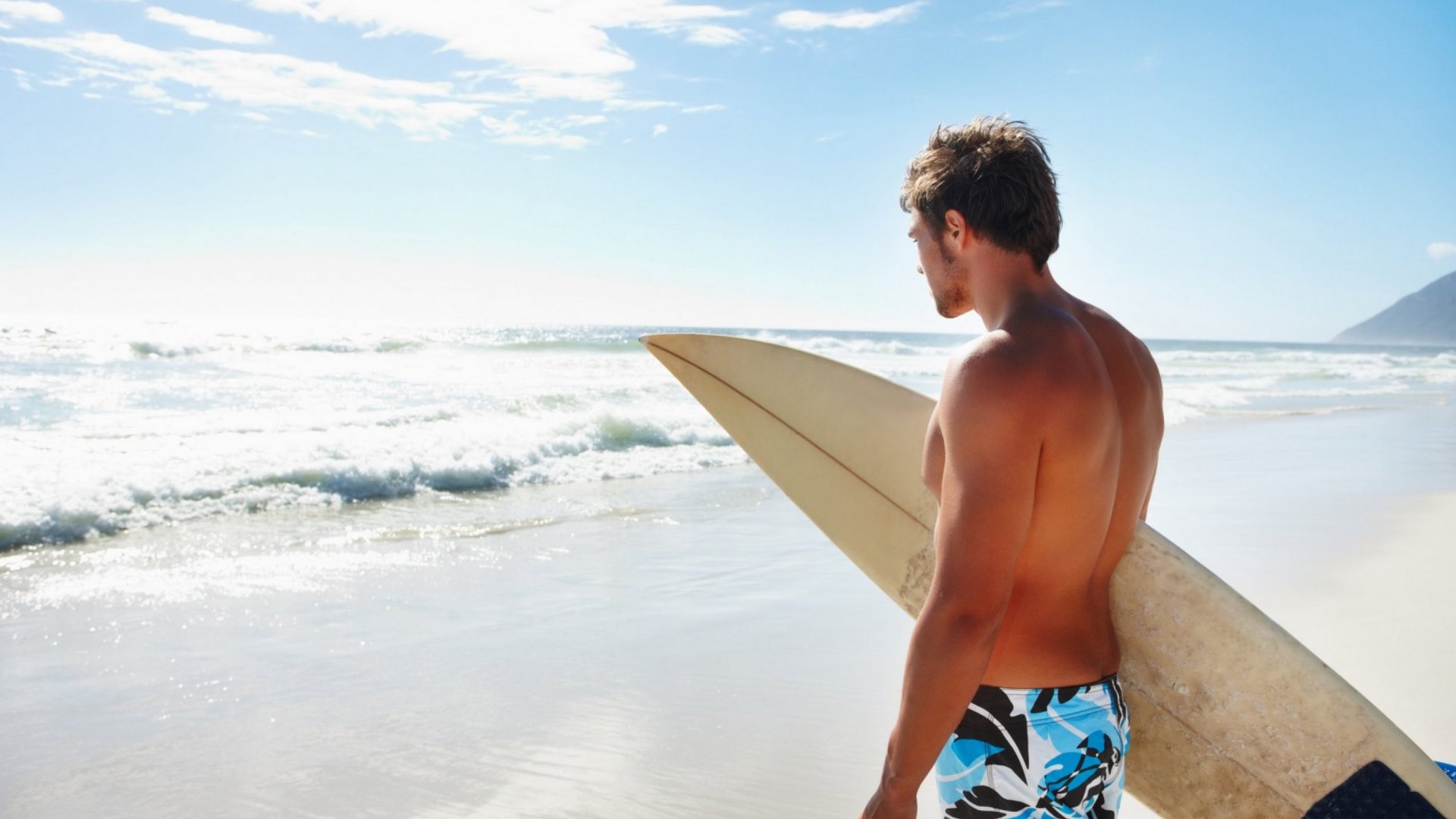 man, people, summer, surf board, beach, sea, HD Wallpaper