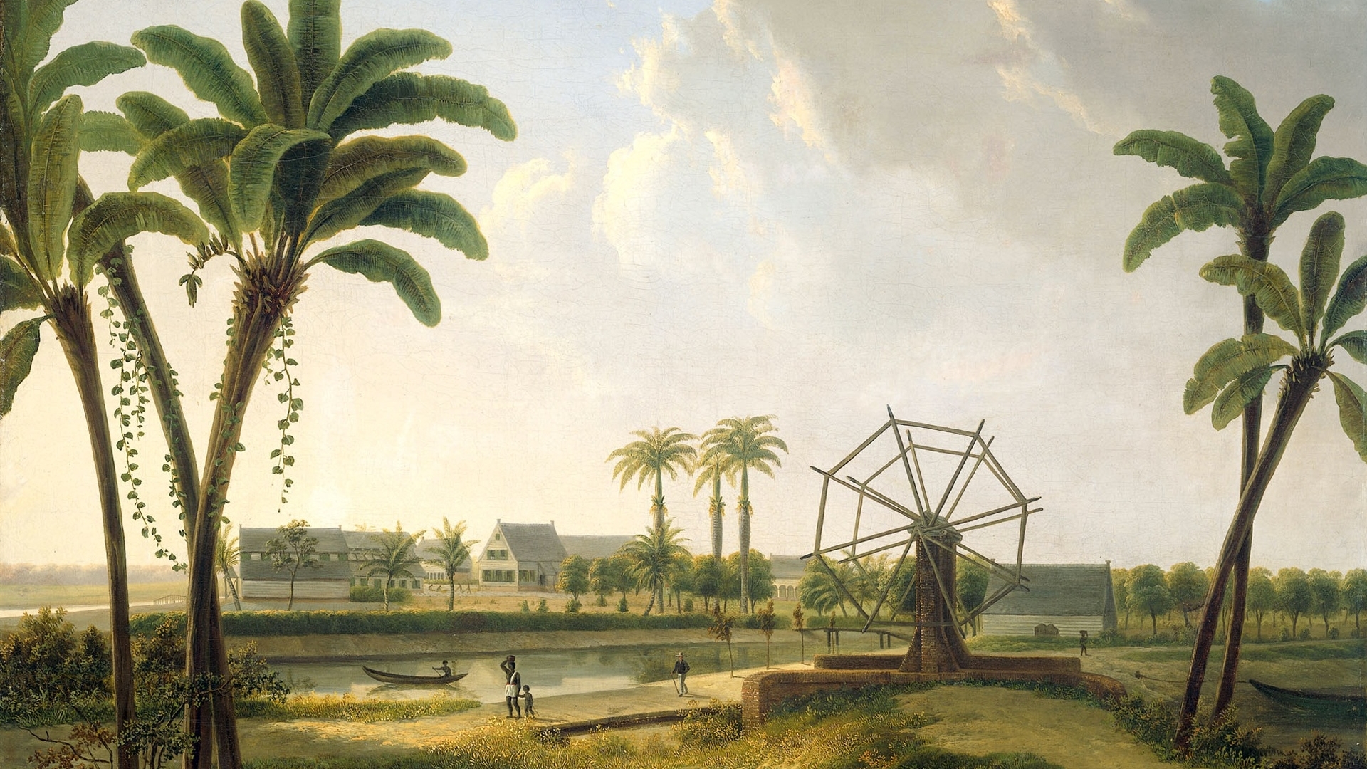 art, suriname, vilem de klerk, painting, plantation, palm tree, HD Wallpaper
