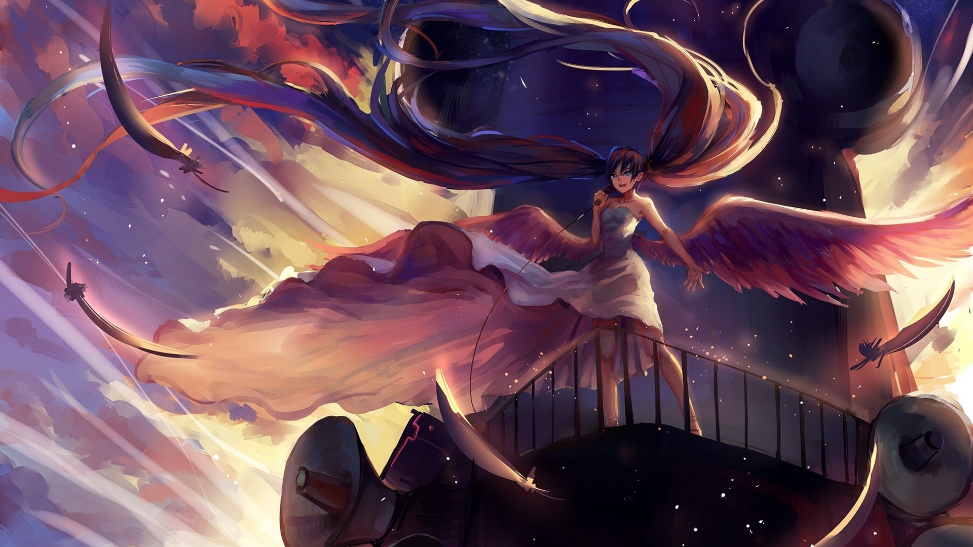 vocaloid, wings, sishenfan, hatsune miku, anime, angel, manga, singer, HD Wallpaper