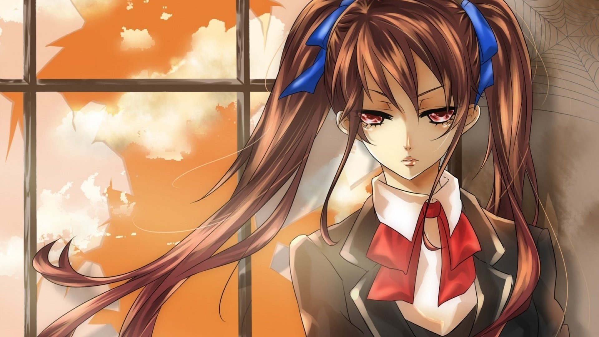 anime, cartoon, girl, hairs, HD Wallpaper