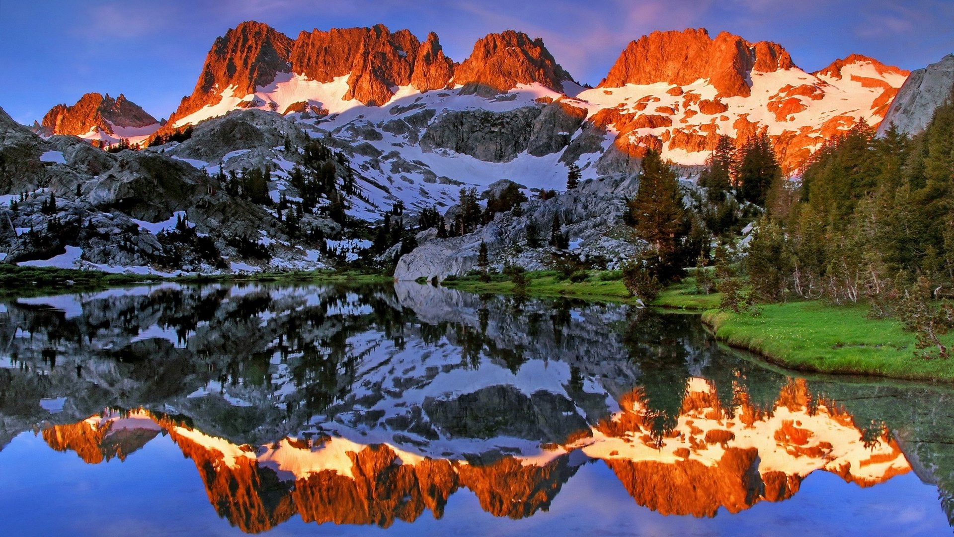 mountain, red, mountains, nature, reflection, HD Wallpaper