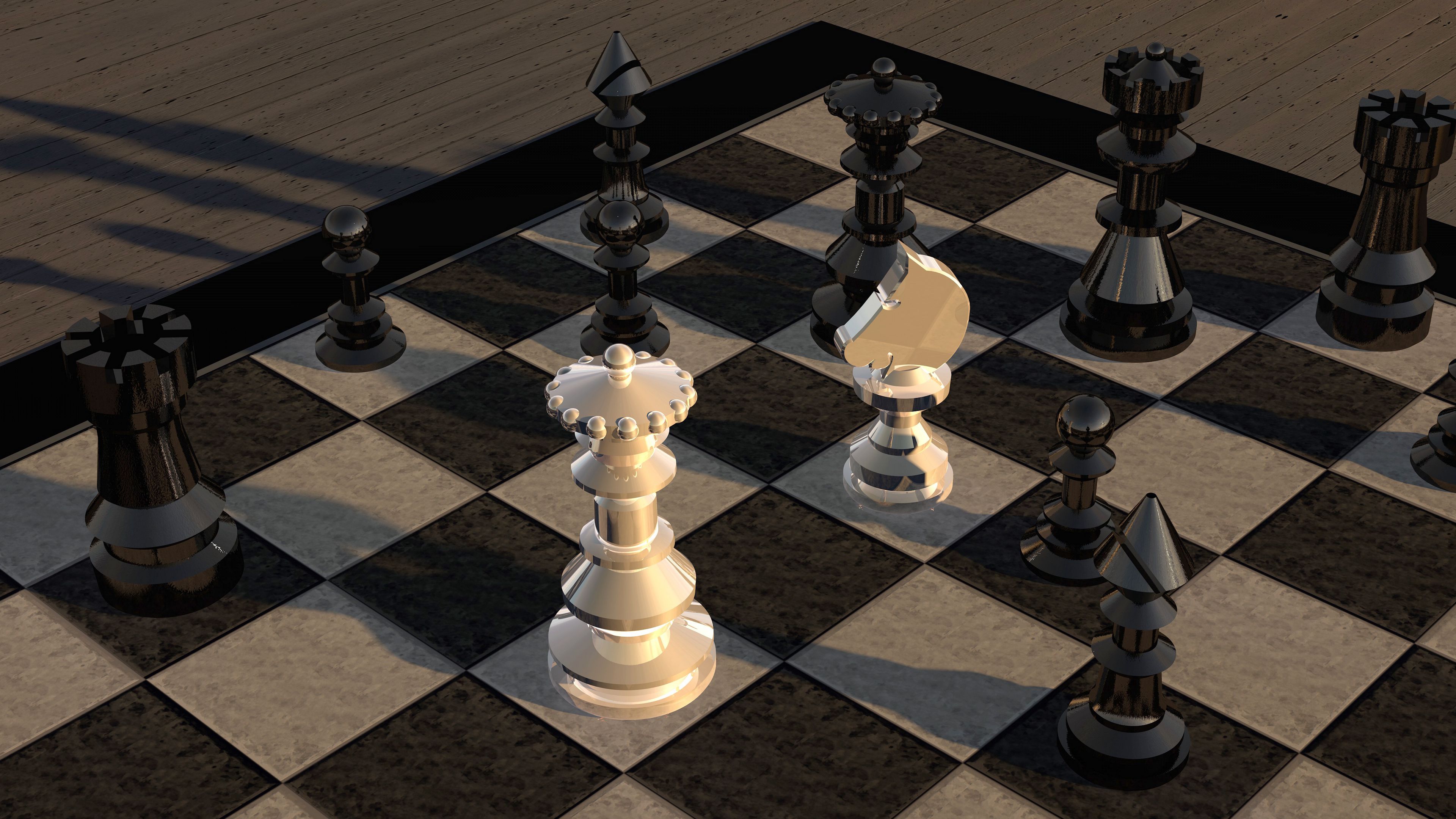 chess, chessboard, figures, 3d, 4k, HD Wallpaper