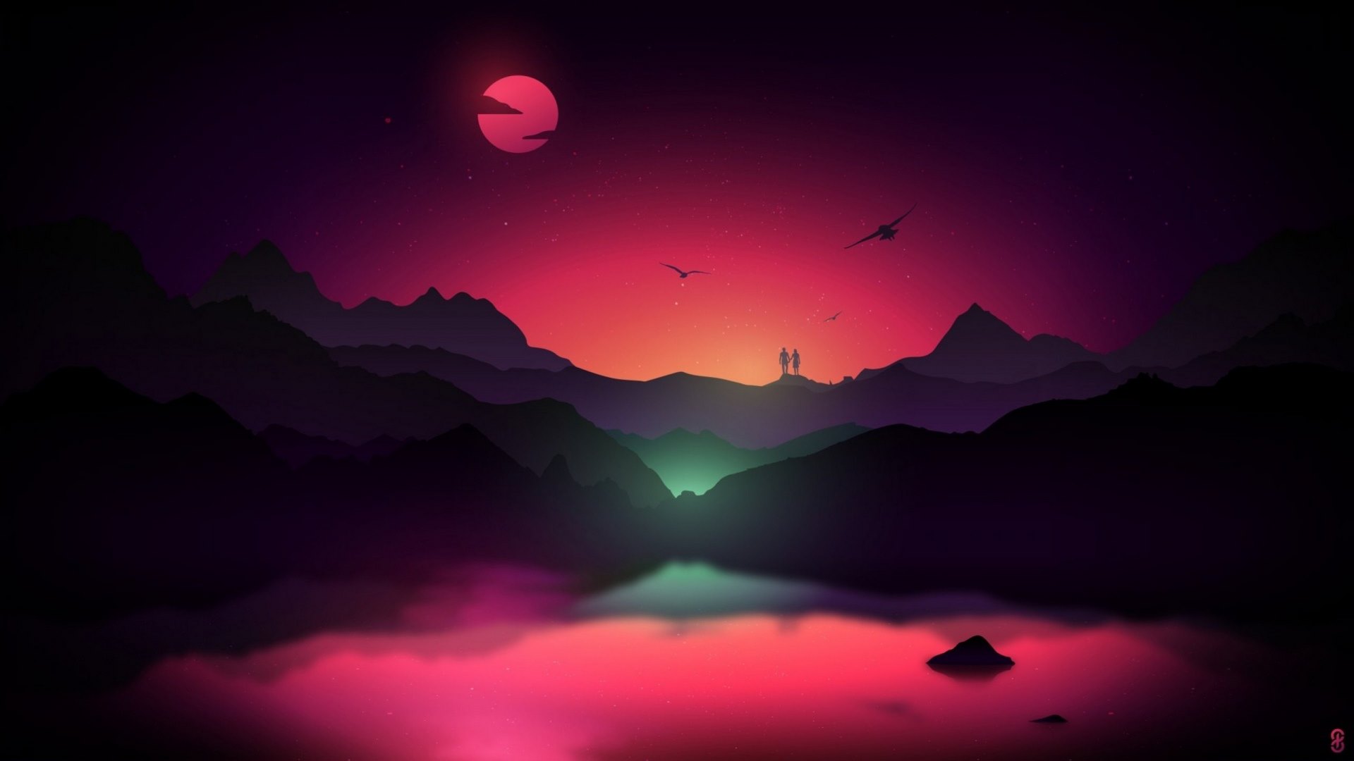 fantasy, digital, colorufl, vector, landscape, HD Wallpaper