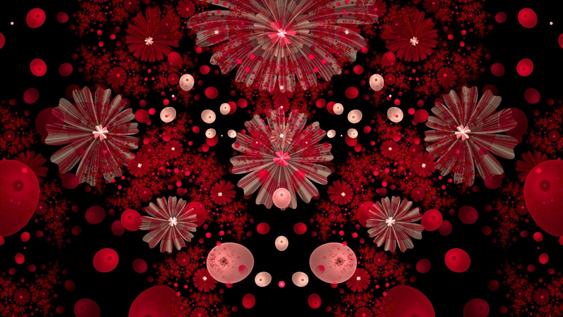 flower, design, red, fractal, HD Wallpaper