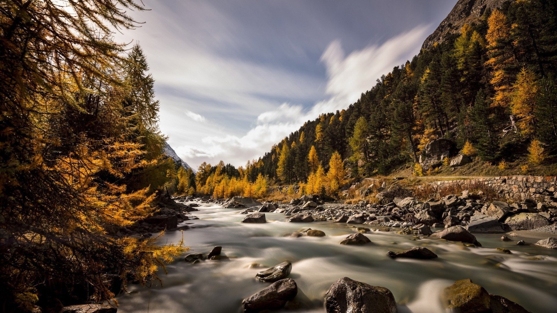 nature, clouds, river, mountains, HD Wallpaper