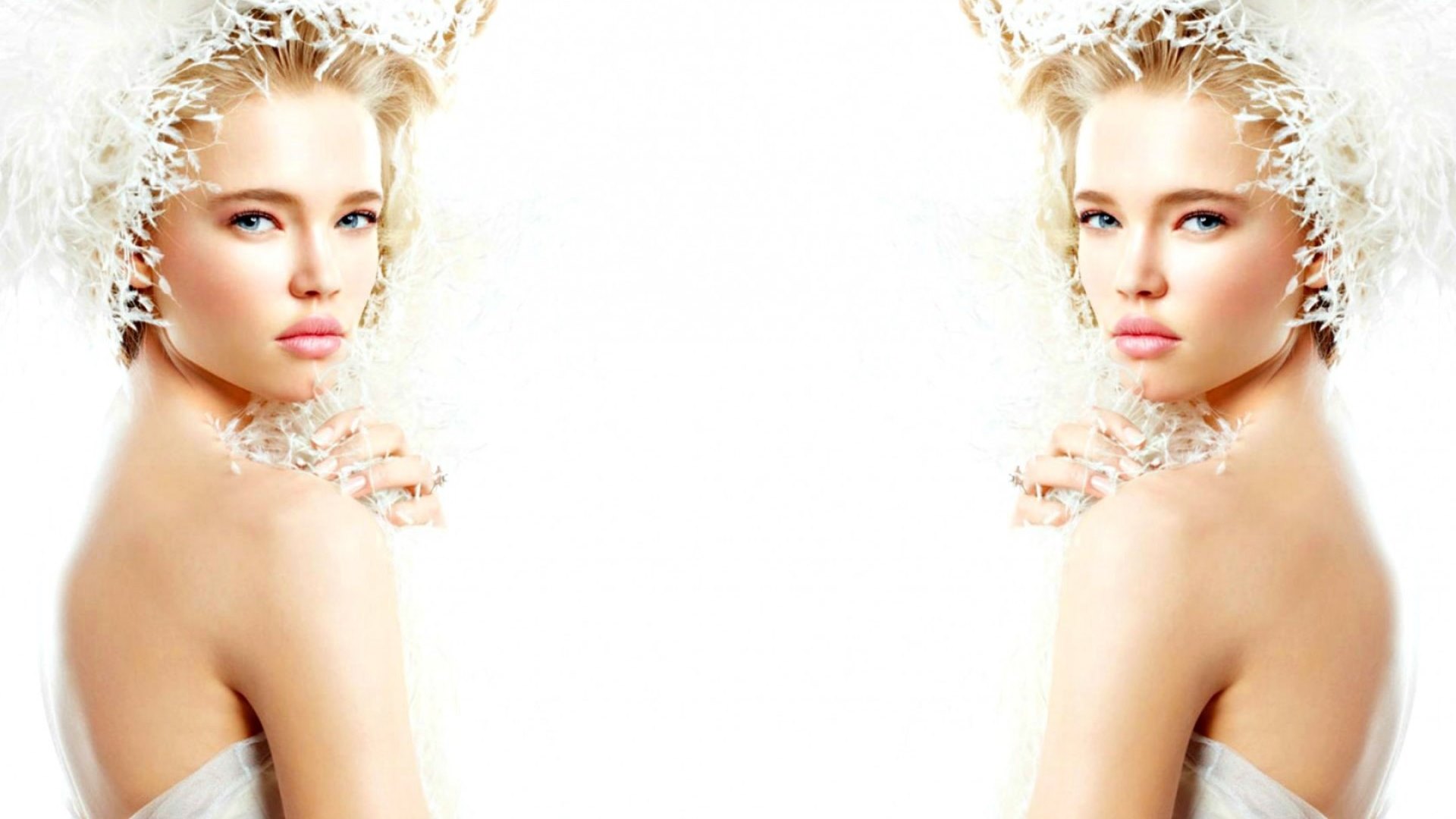 model, zodiac, blonde, by cehenot, woman, emma landen, girl, gemini, white, HD Wallpaper