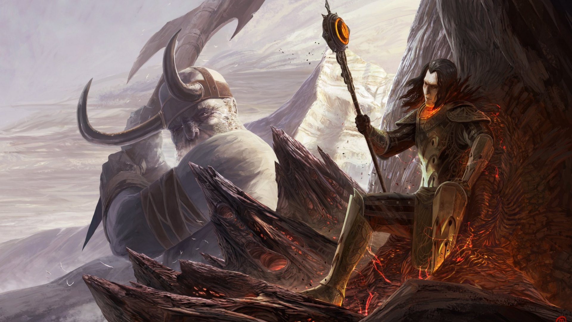 warrior, fantasy, monster, cg, HD Wallpaper