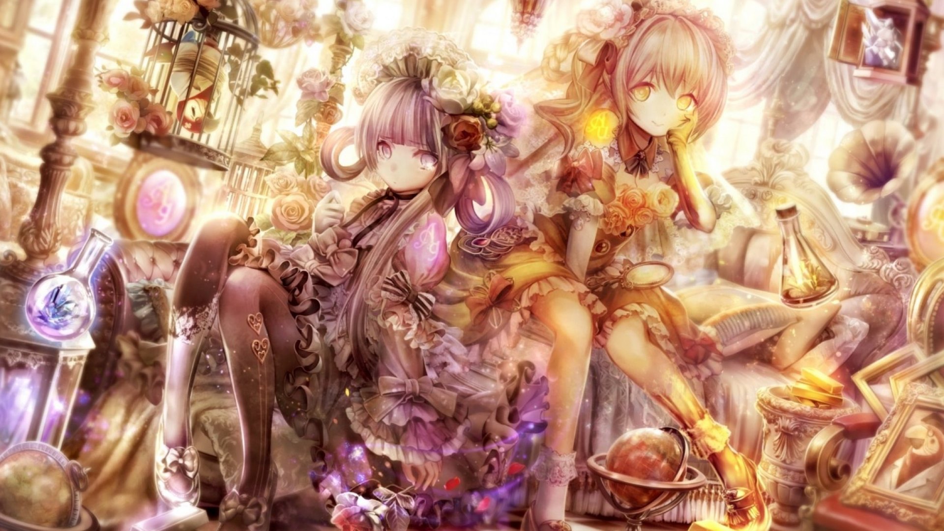 purple, girl, anime, afraco, yellow, manga, stuff, pink, HD Wallpaper