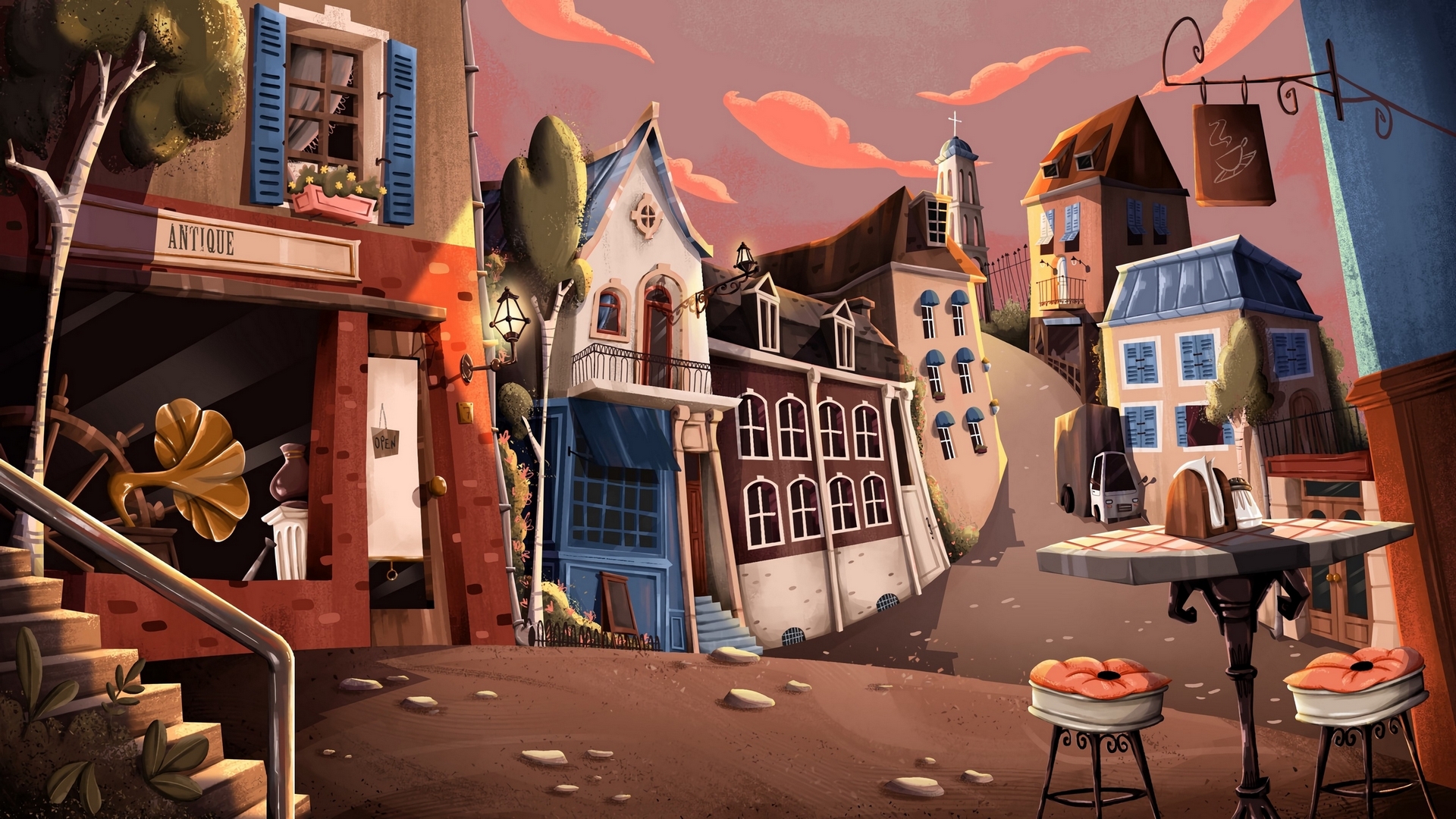 fantasy, house, city, dilara karakas, art, HD Wallpaper