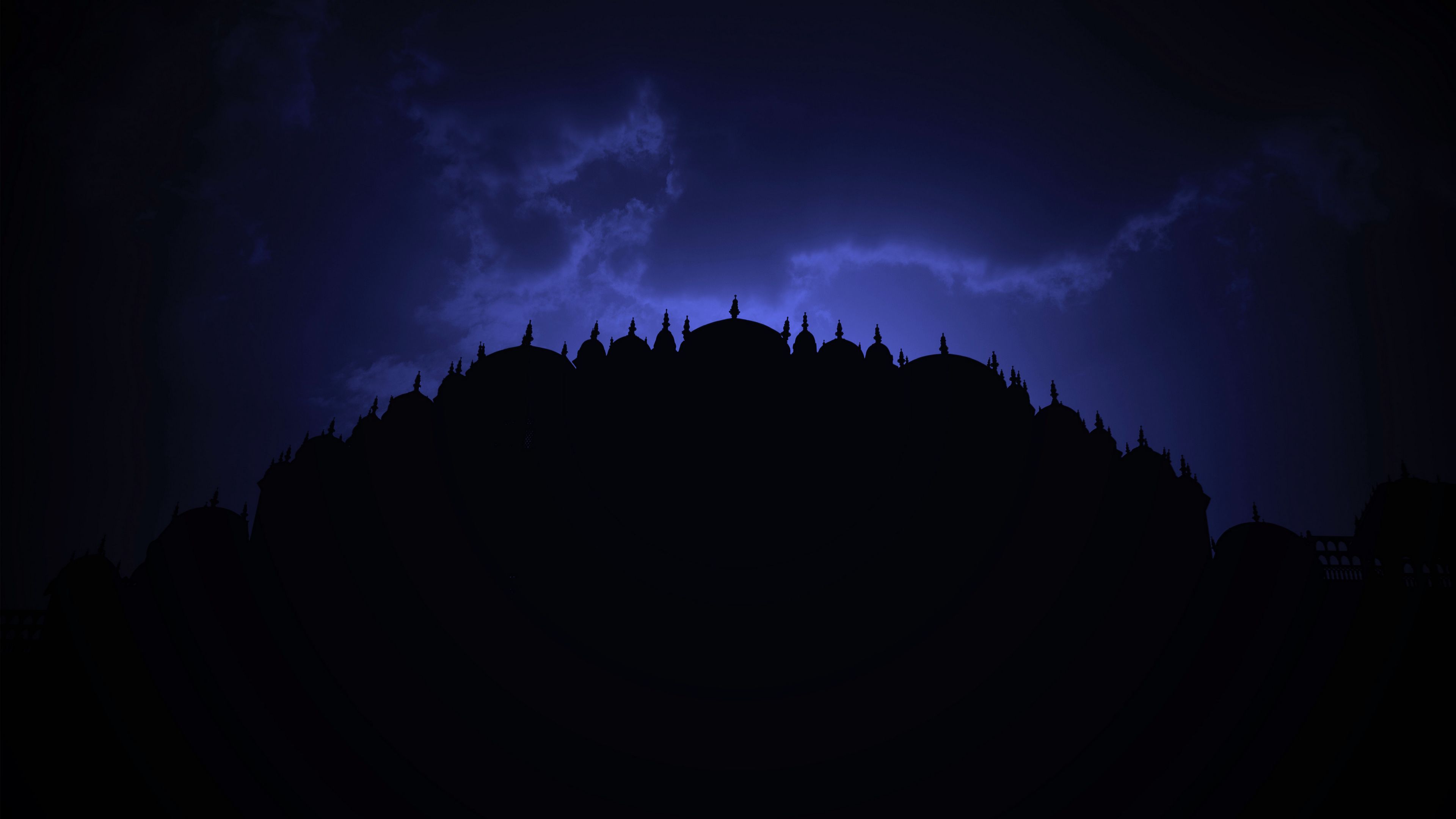 architecture, night, sky, domes, india, 4k, HD Wallpaper