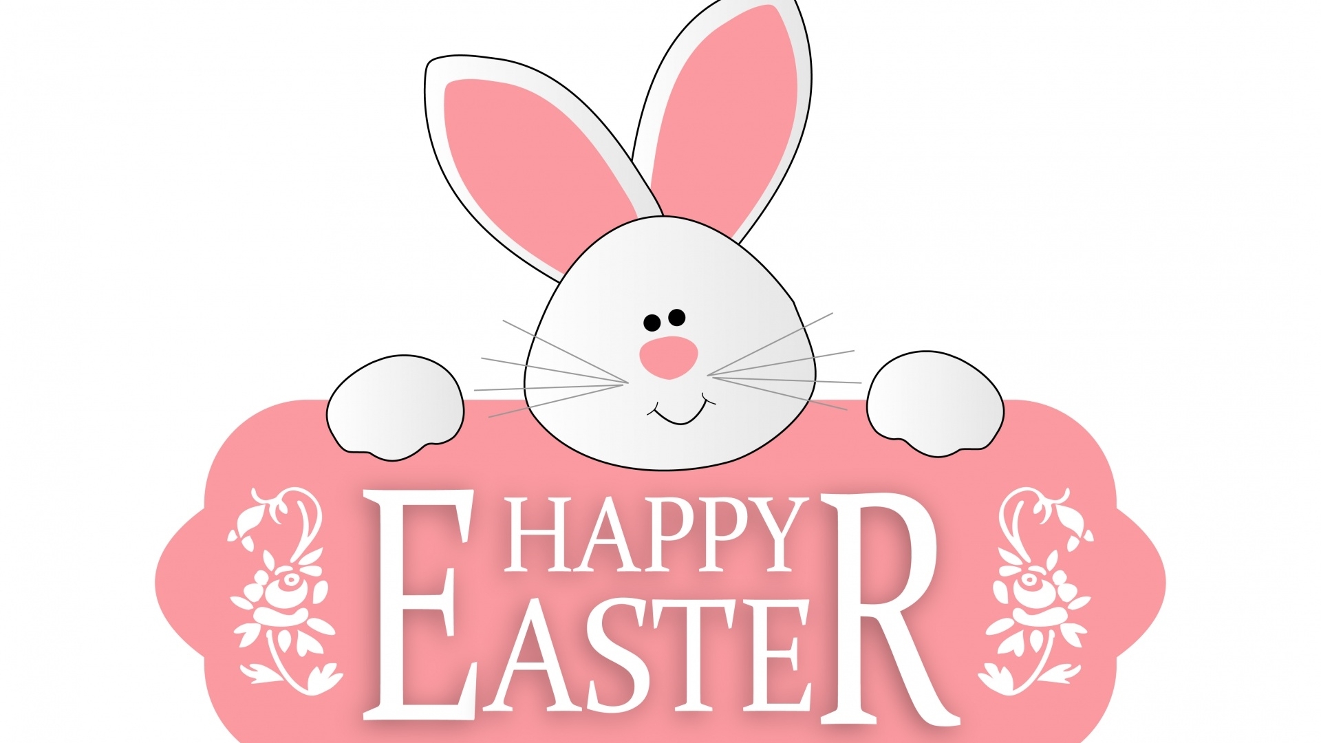bunny, easter, pink, white, greetings, HD Wallpaper