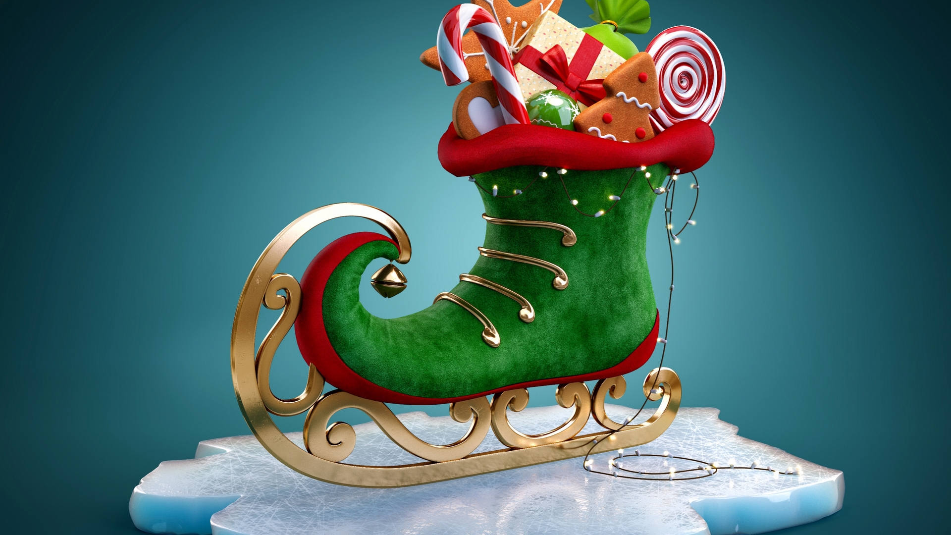 red, skate, candy, craciun, christmas, gift, card, green, ice, HD Wallpaper