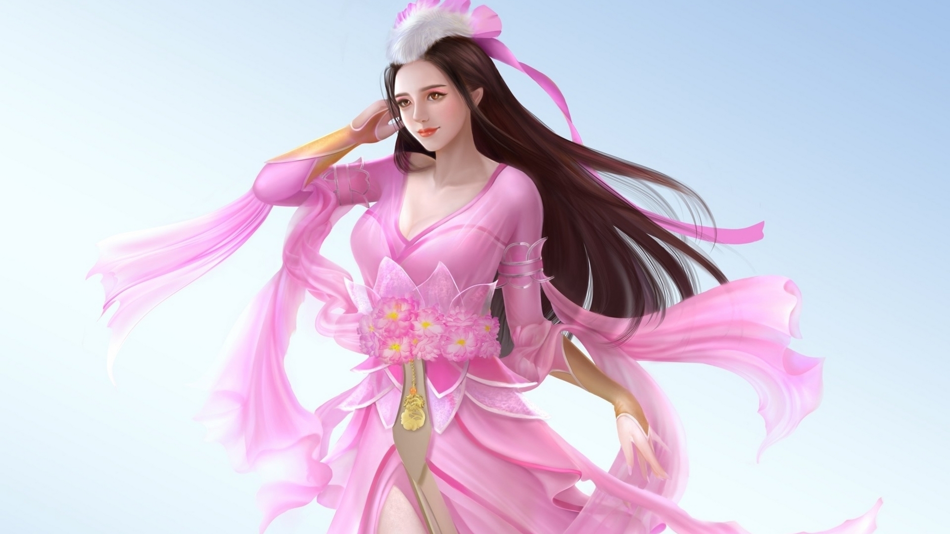 girl, pink, zvj, frumusete, fantasy, luminos, HD Wallpaper