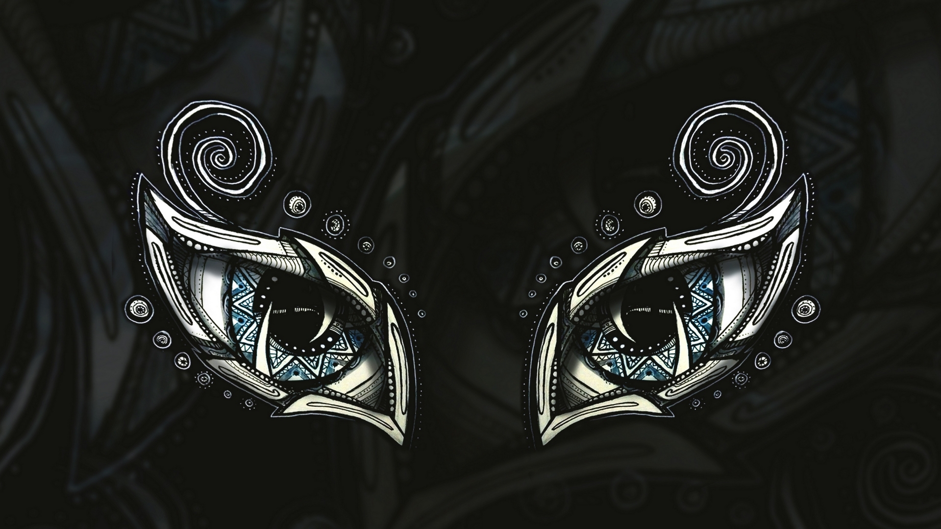 fantasy, eye, black, whte, eyes, yevgenia frolova, blue, HD Wallpaper
