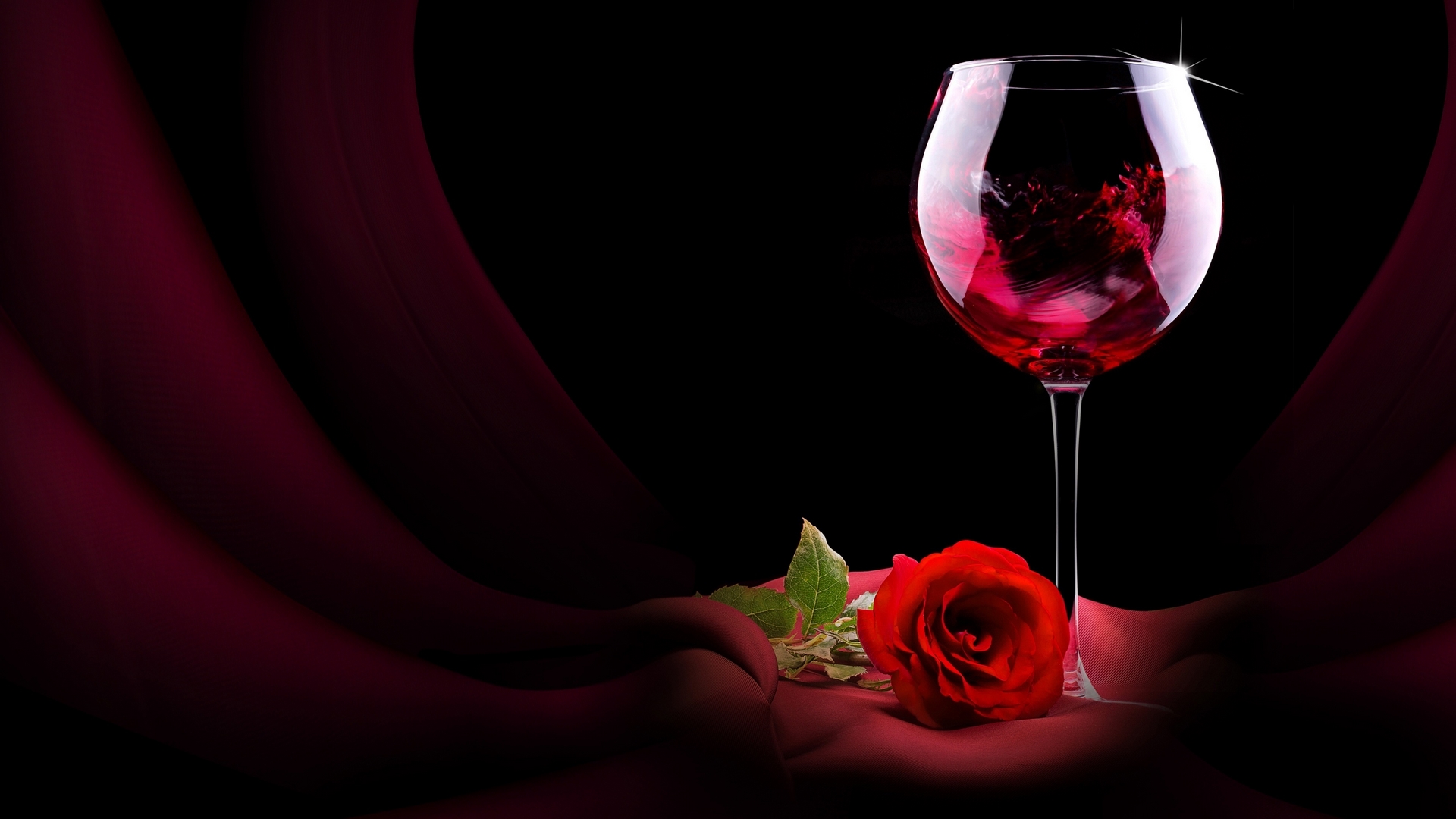 cloth, rose, wine, glass, HD Wallpaper