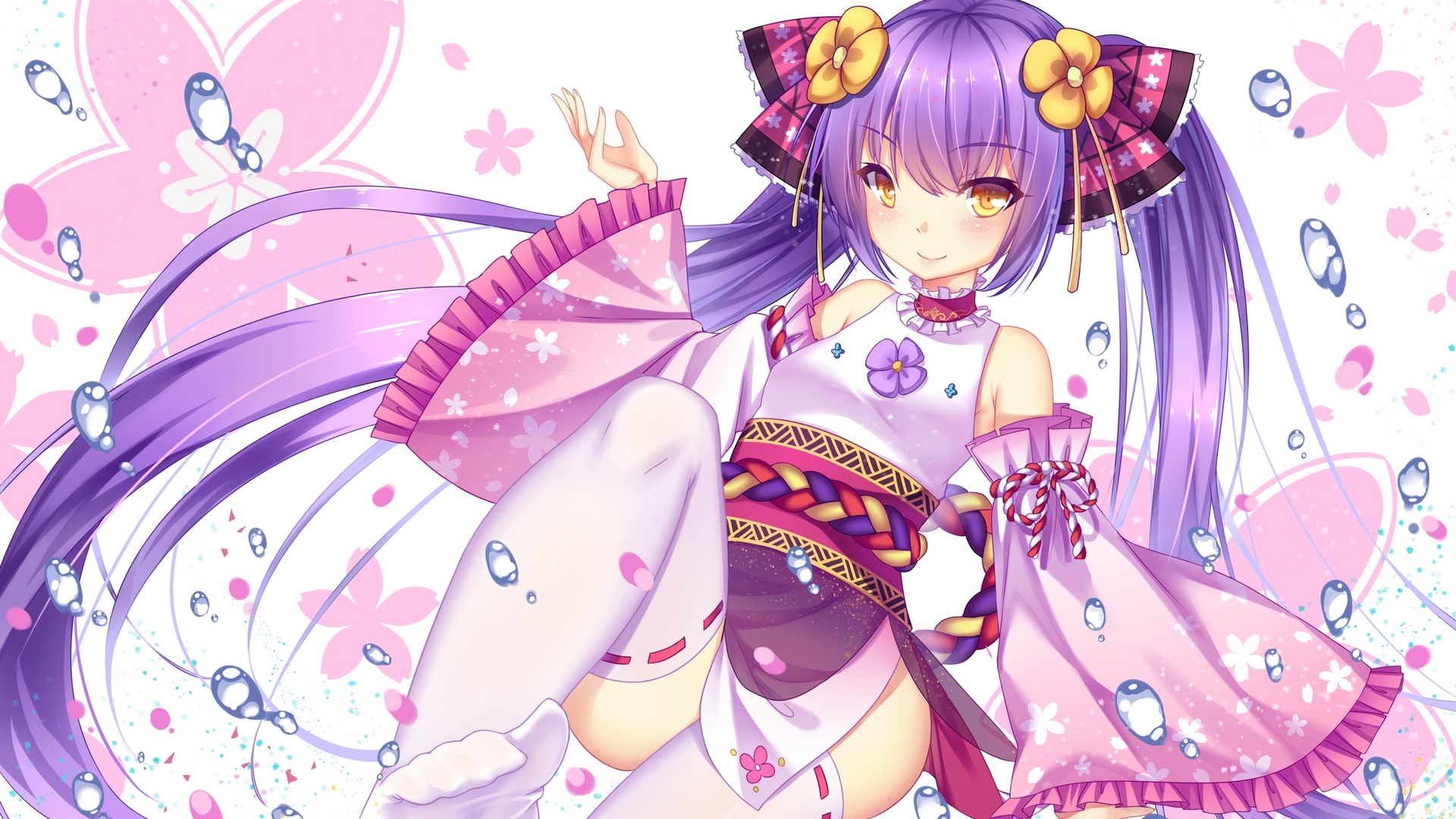 girl, anime, manga, kimono, pink, akabane, HD Wallpaper