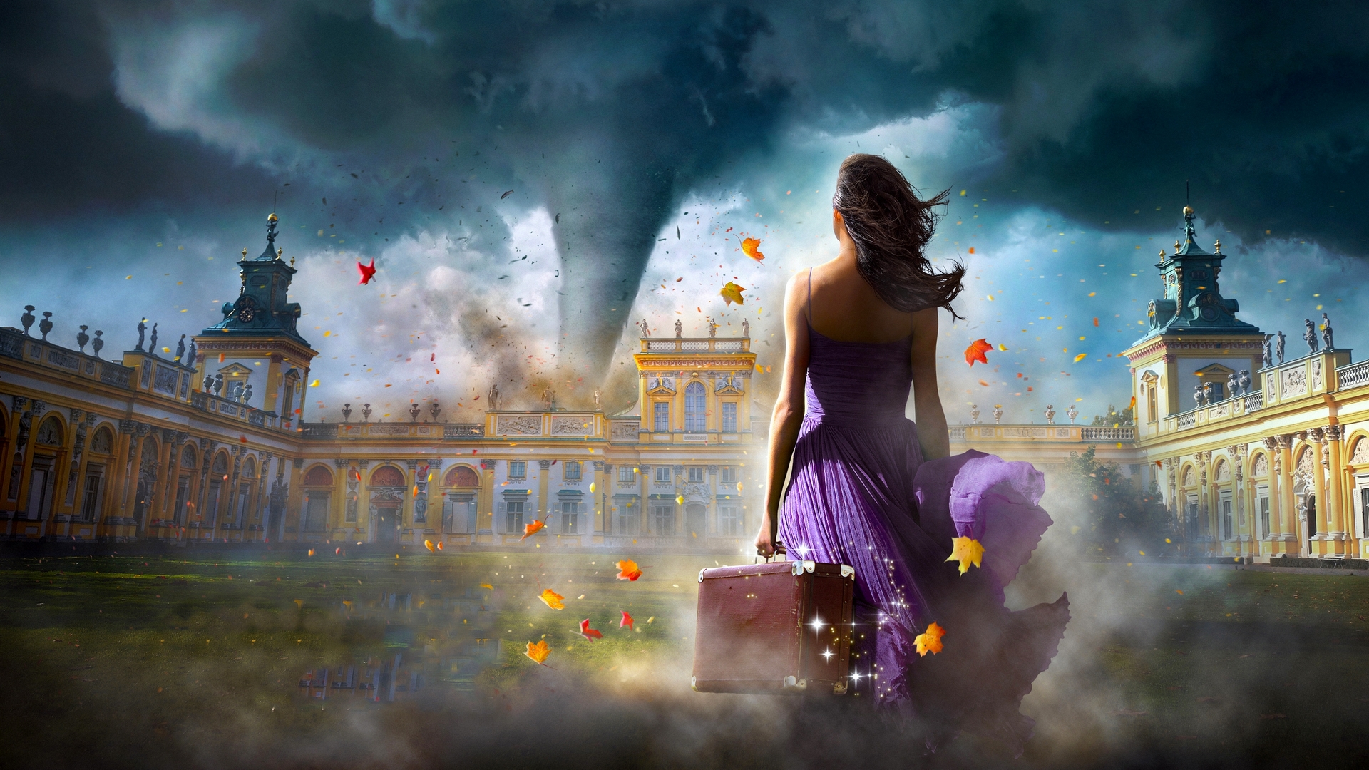 art, fantasy, girl, tempest, digital, storm, woman, HD Wallpaper