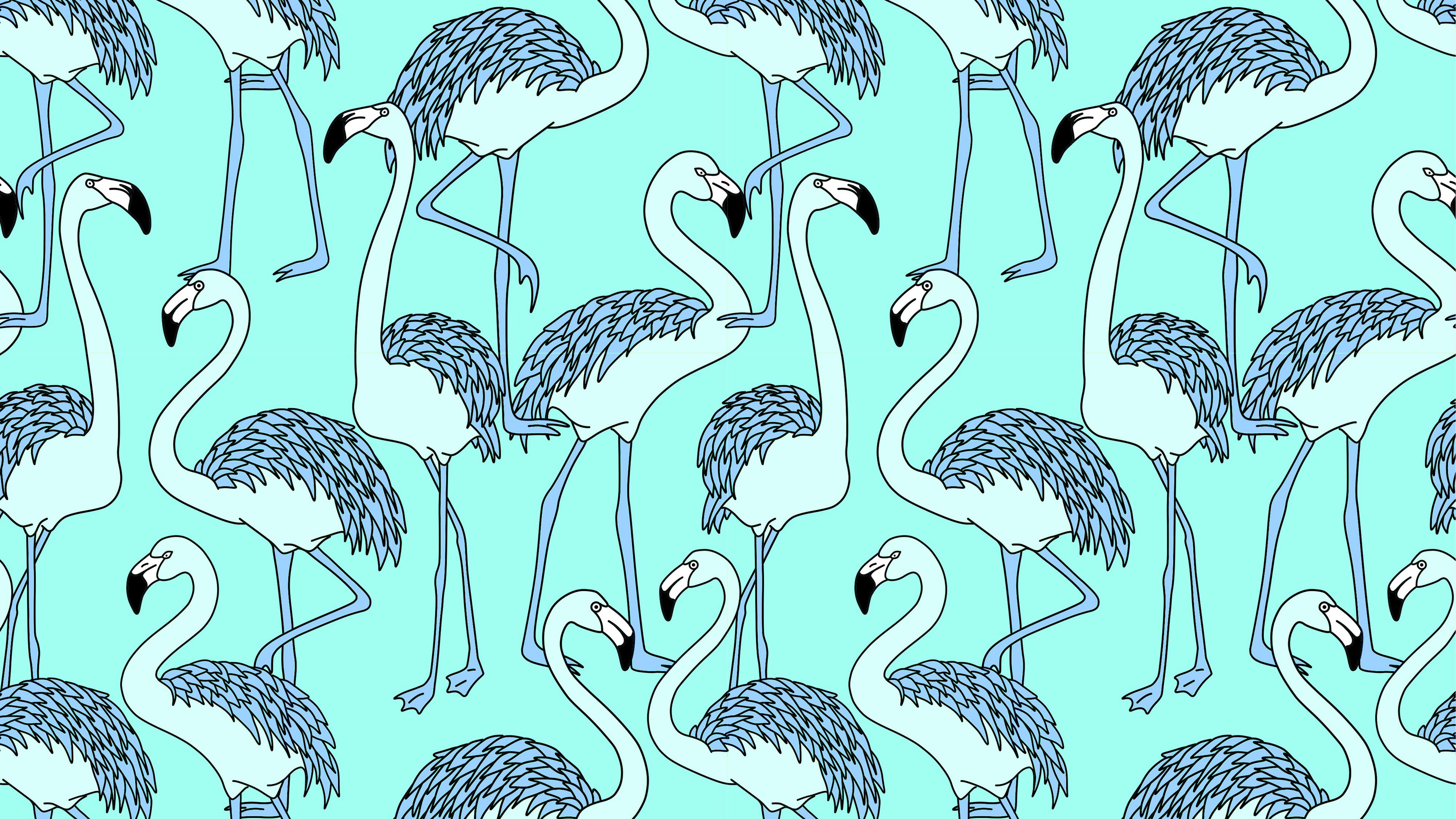 flamingos, art, patterns, texture, birds, 4k, HD Wallpaper