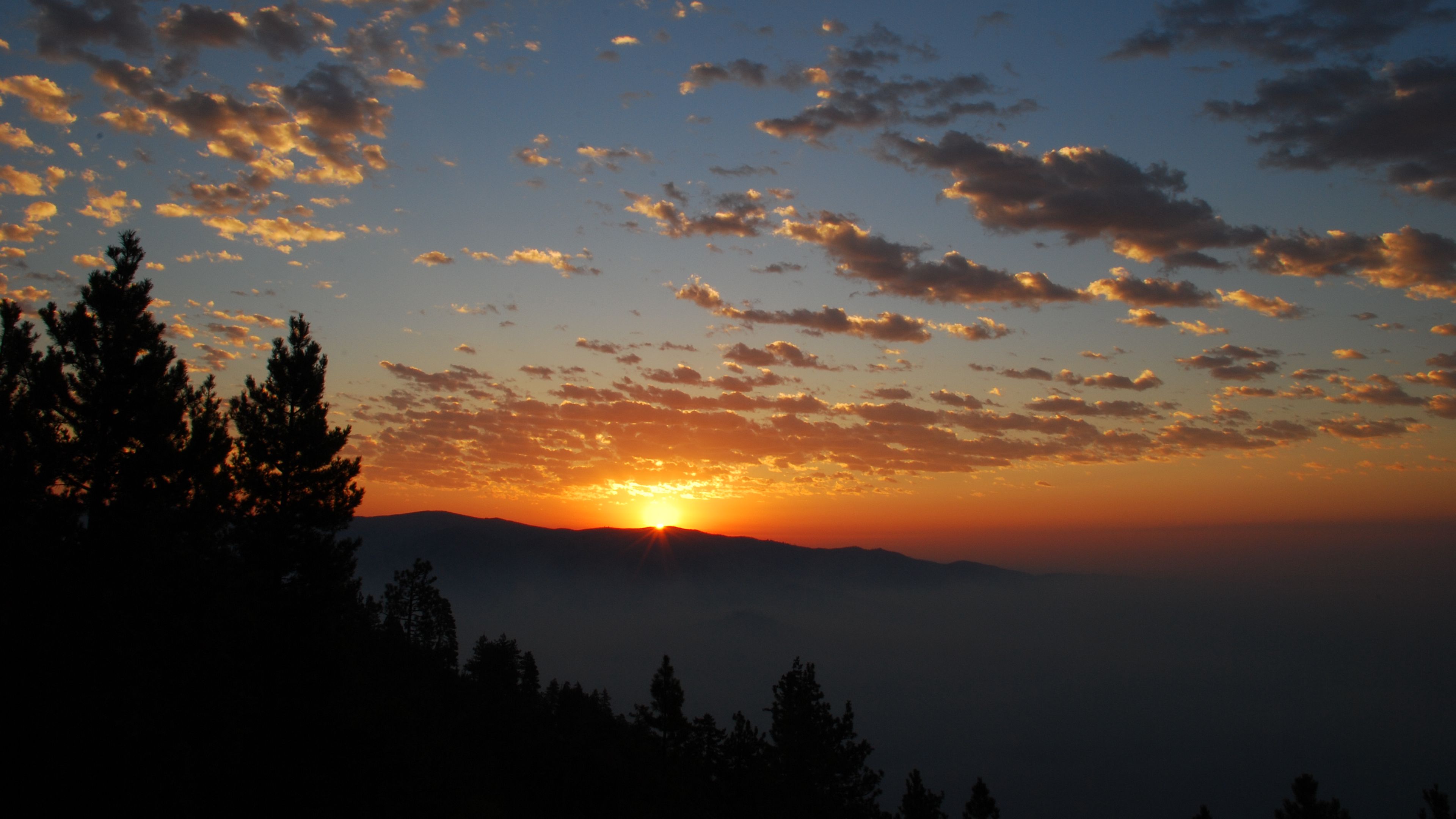 dawn, mountains, clouds, sun, 4k, HD Wallpaper