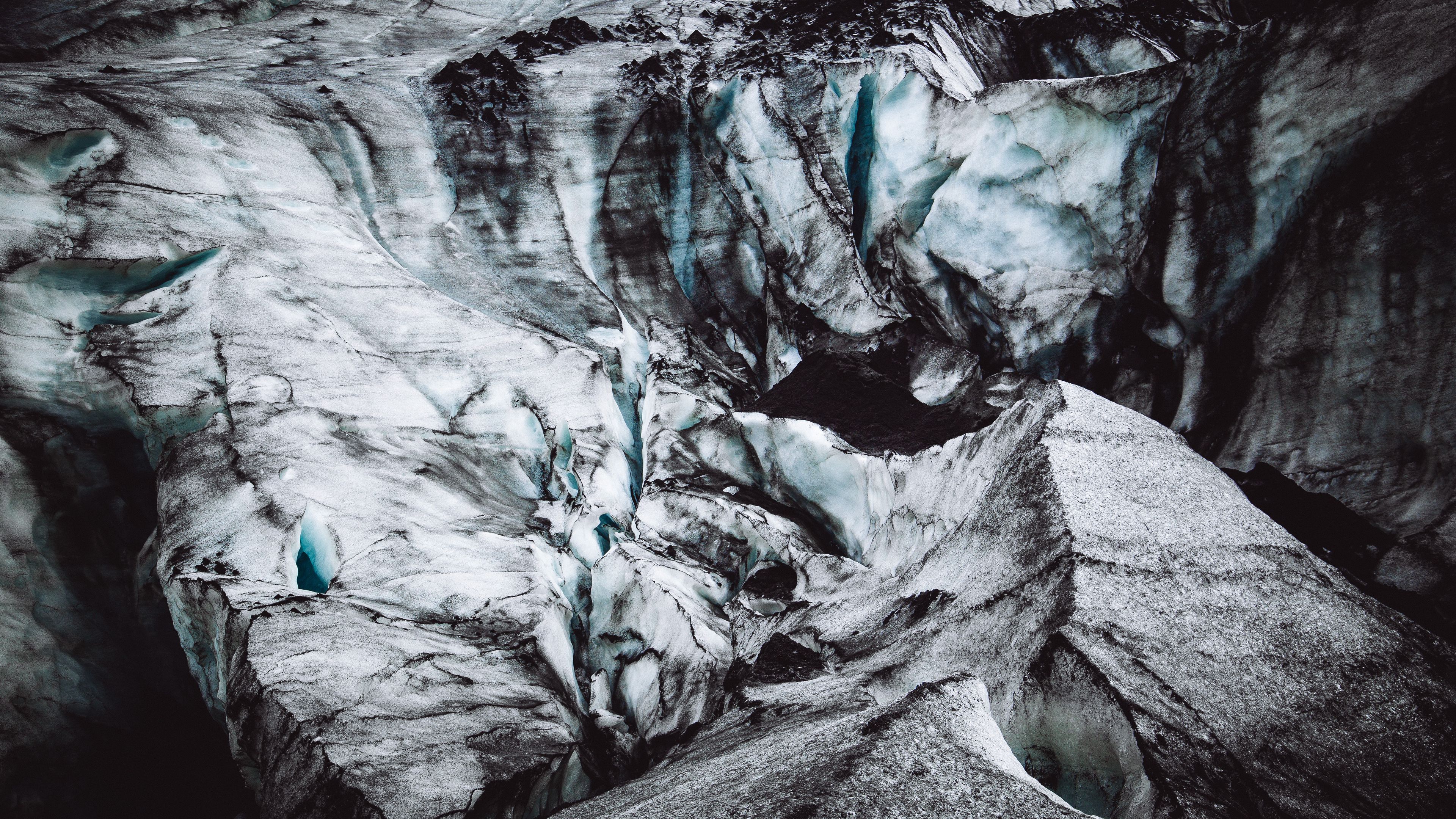 glacier, cave, surface, iceland, 4k, HD Wallpaper
