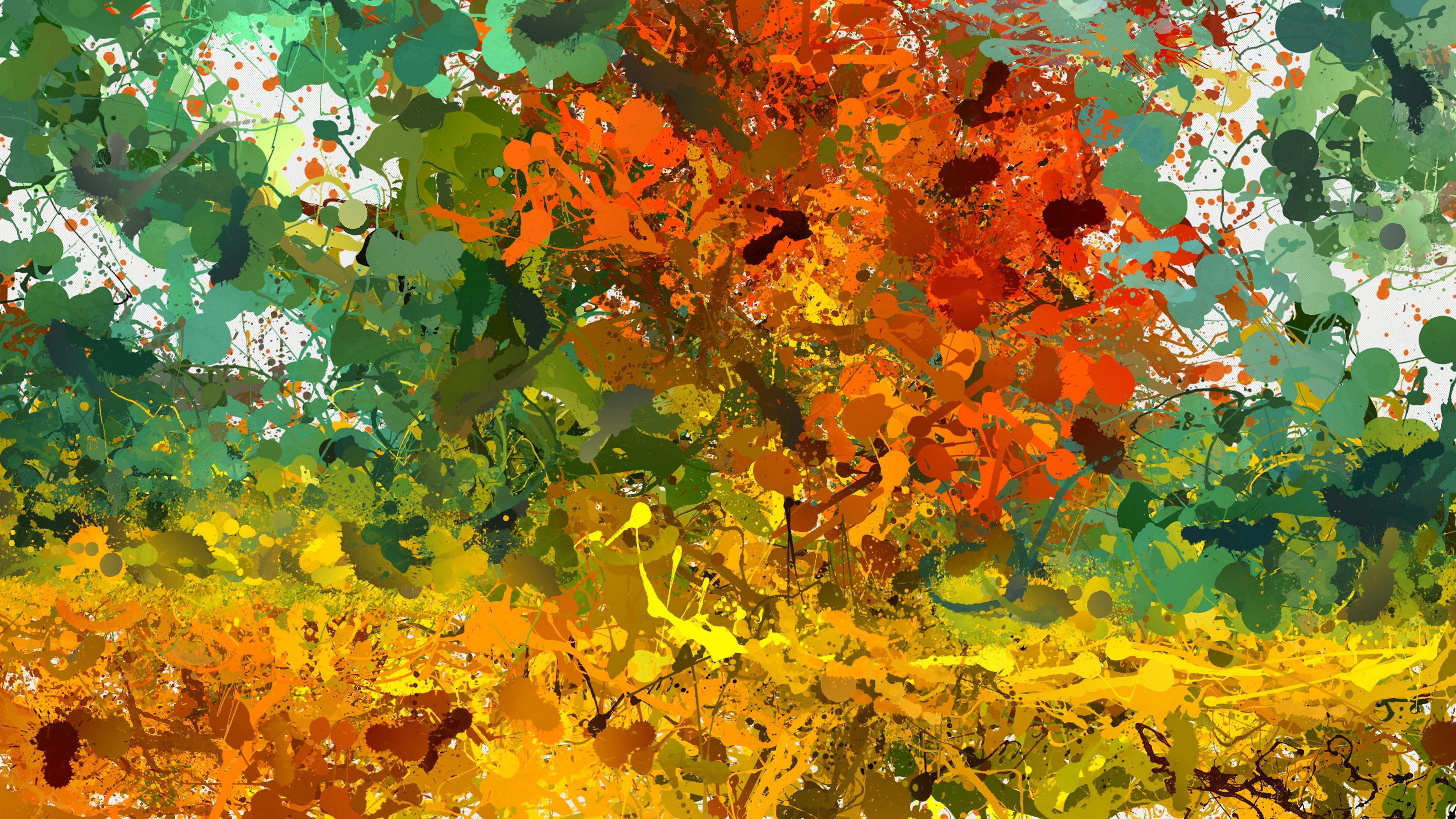 paint, stains, bright, colorful, chaotic, 4k, HD Wallpaper