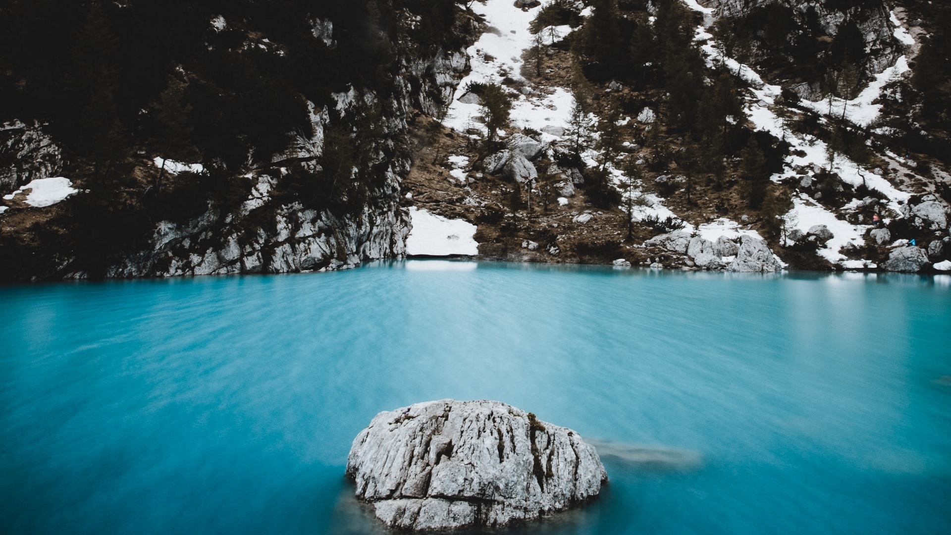 lakes, mountains, rocks, nature, snow, HD Wallpaper