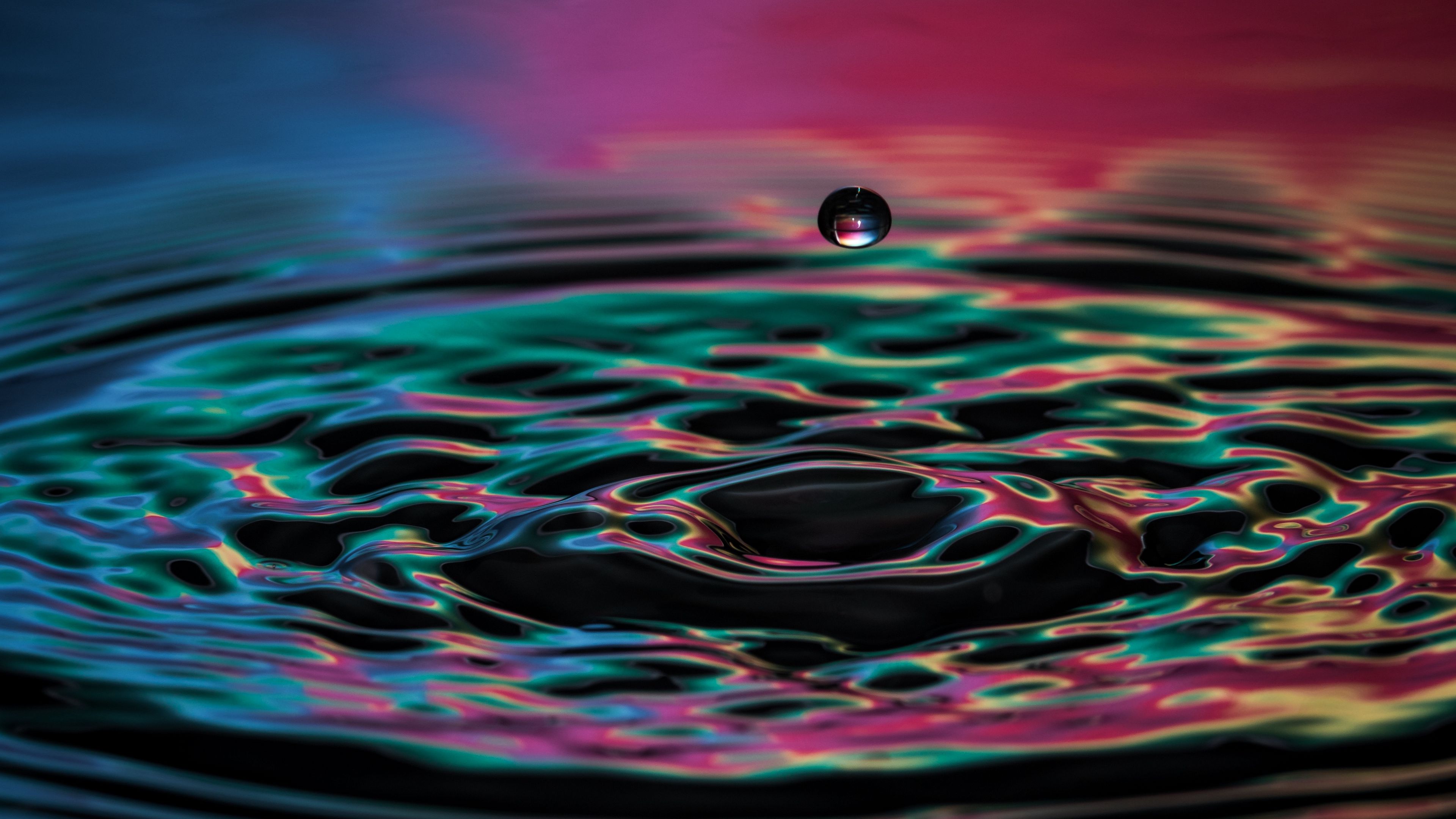 drop, liquid, spray, color, splash, 4k, HD Wallpaper