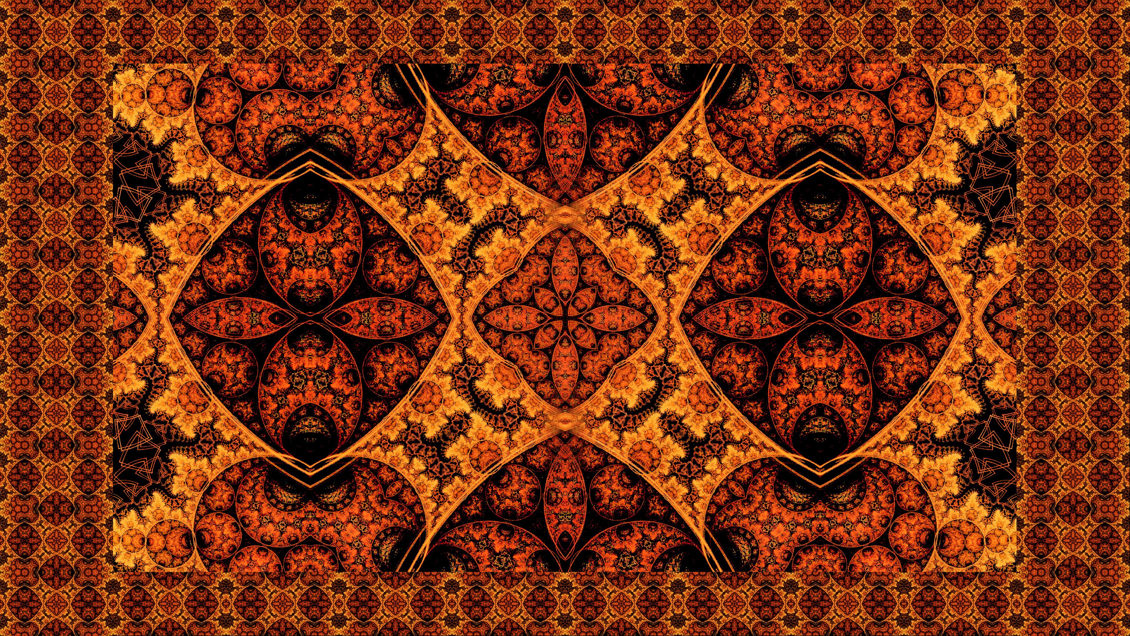 patterns, kaleidoscope, orange, 4k, HD Wallpaper