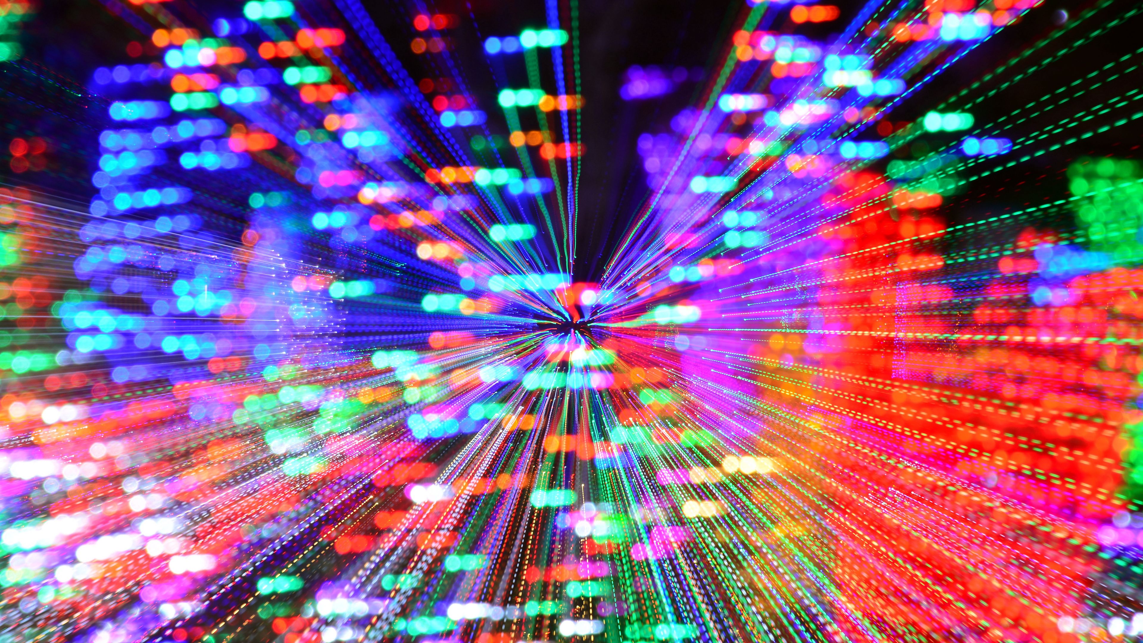 light art, neon, glare, bokeh, colorful, 4k, HD Wallpaper