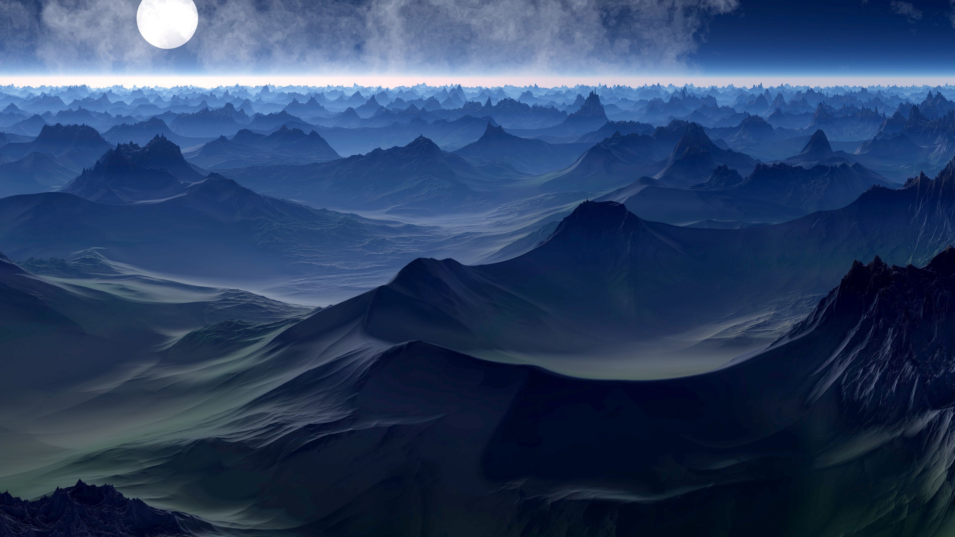 planet, hills, art, horizon, 4k, HD Wallpaper