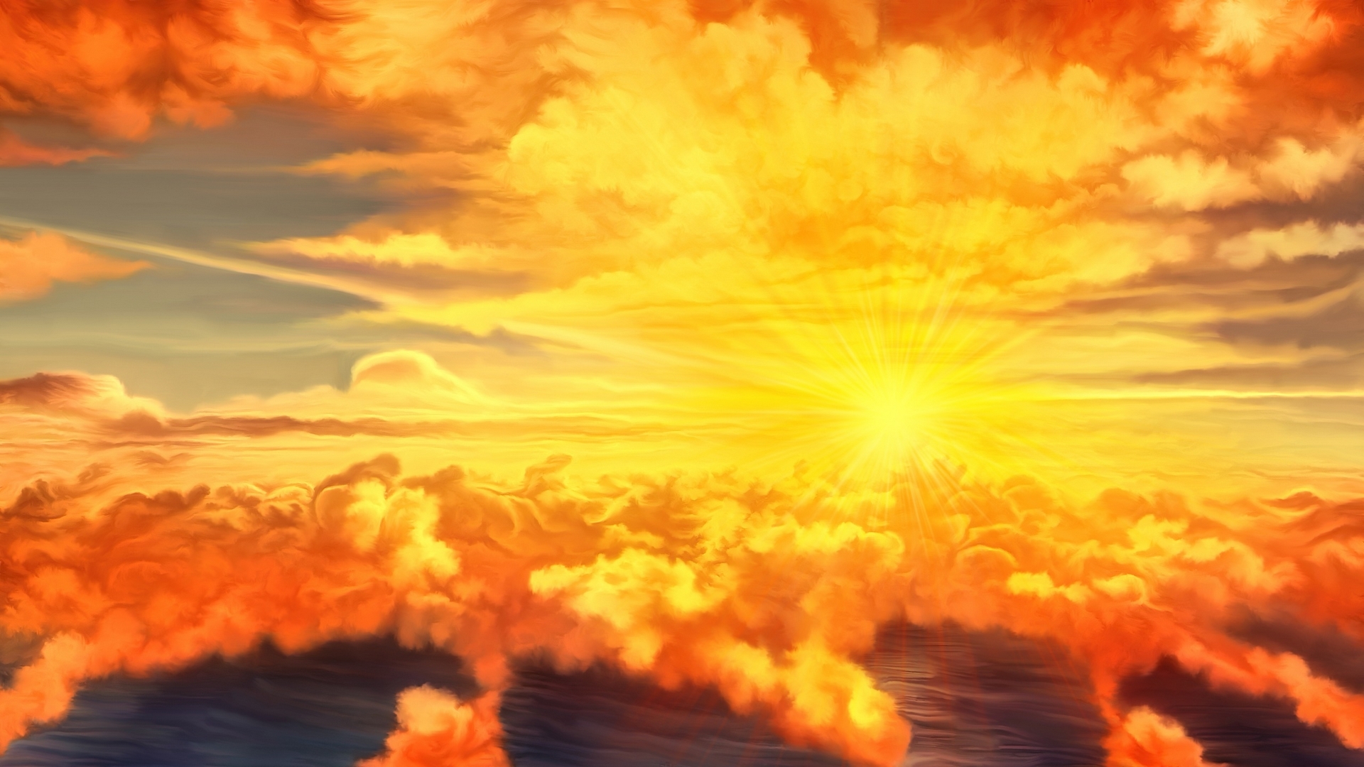 sea, light, cloud, sunset, HD Wallpaper