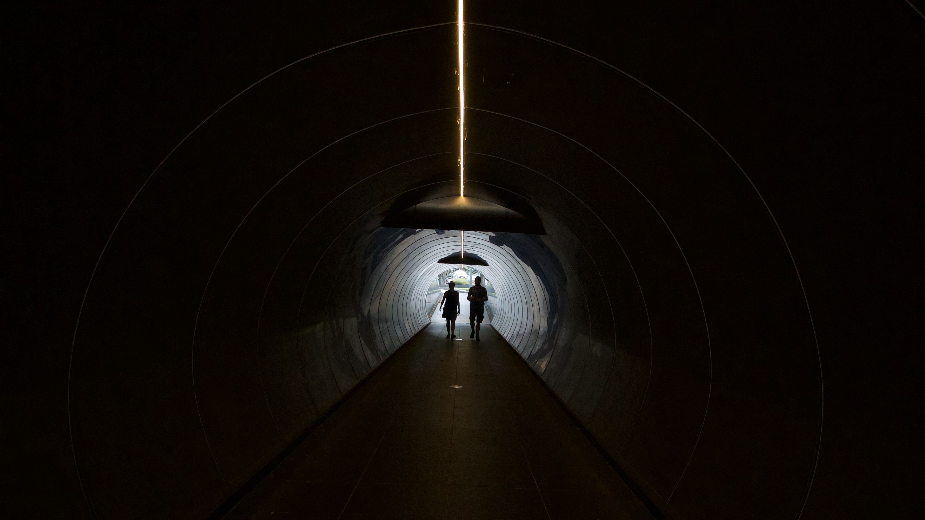 tunnel, silhouette, dark, 4k, HD Wallpaper