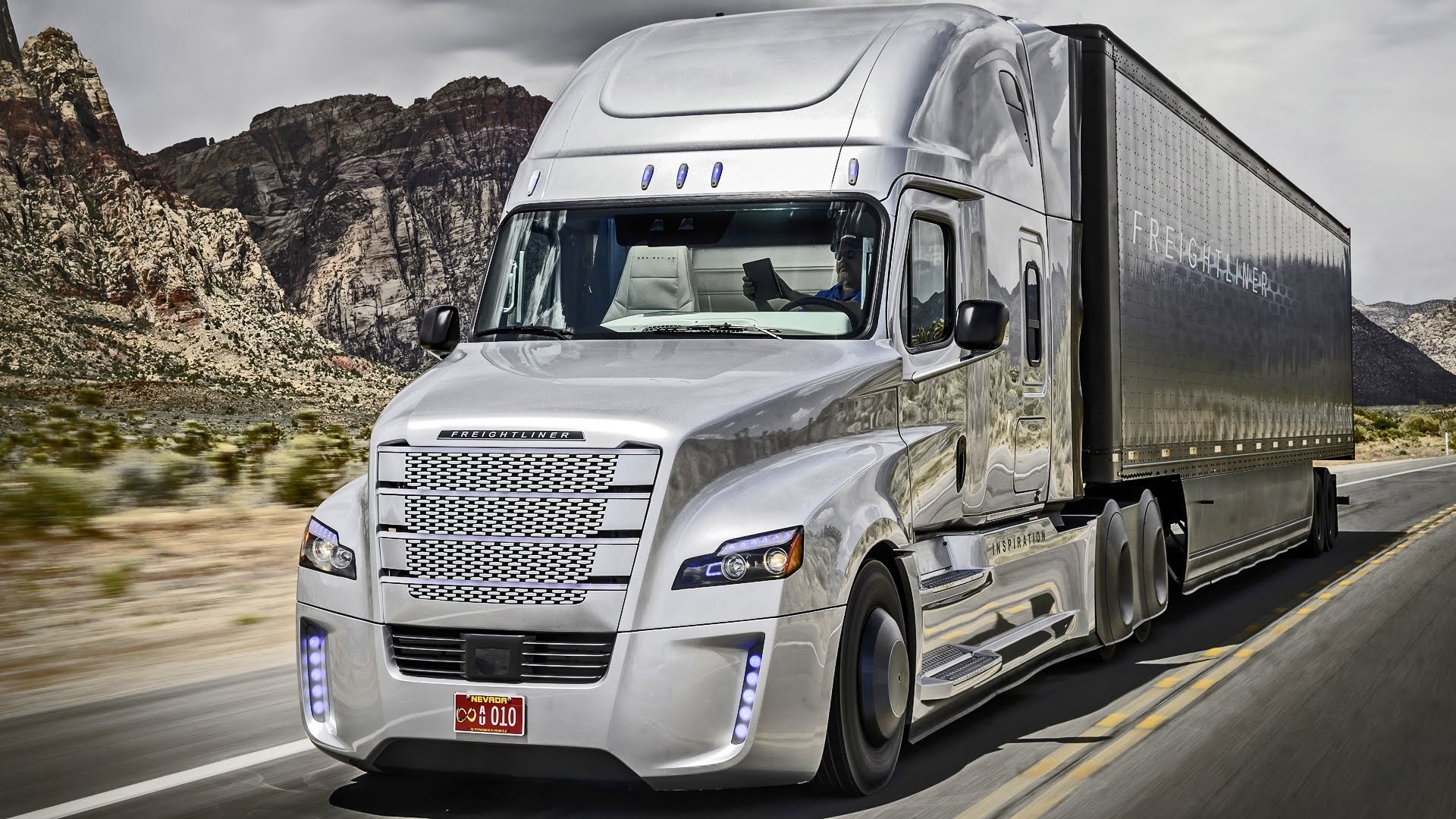 trailer, rig, truck, freightliner, HD Wallpaper