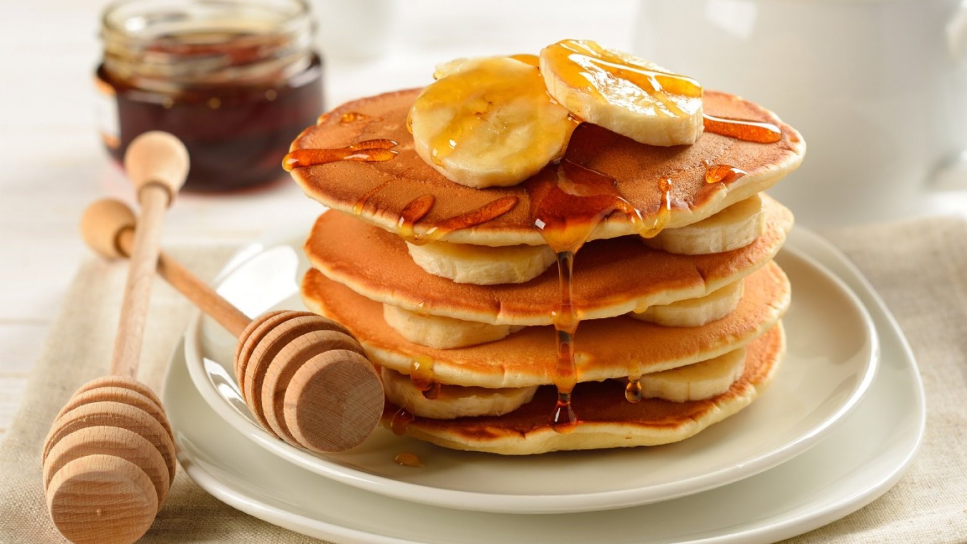 pancakes, food, fresh, bananas, HD Wallpaper
