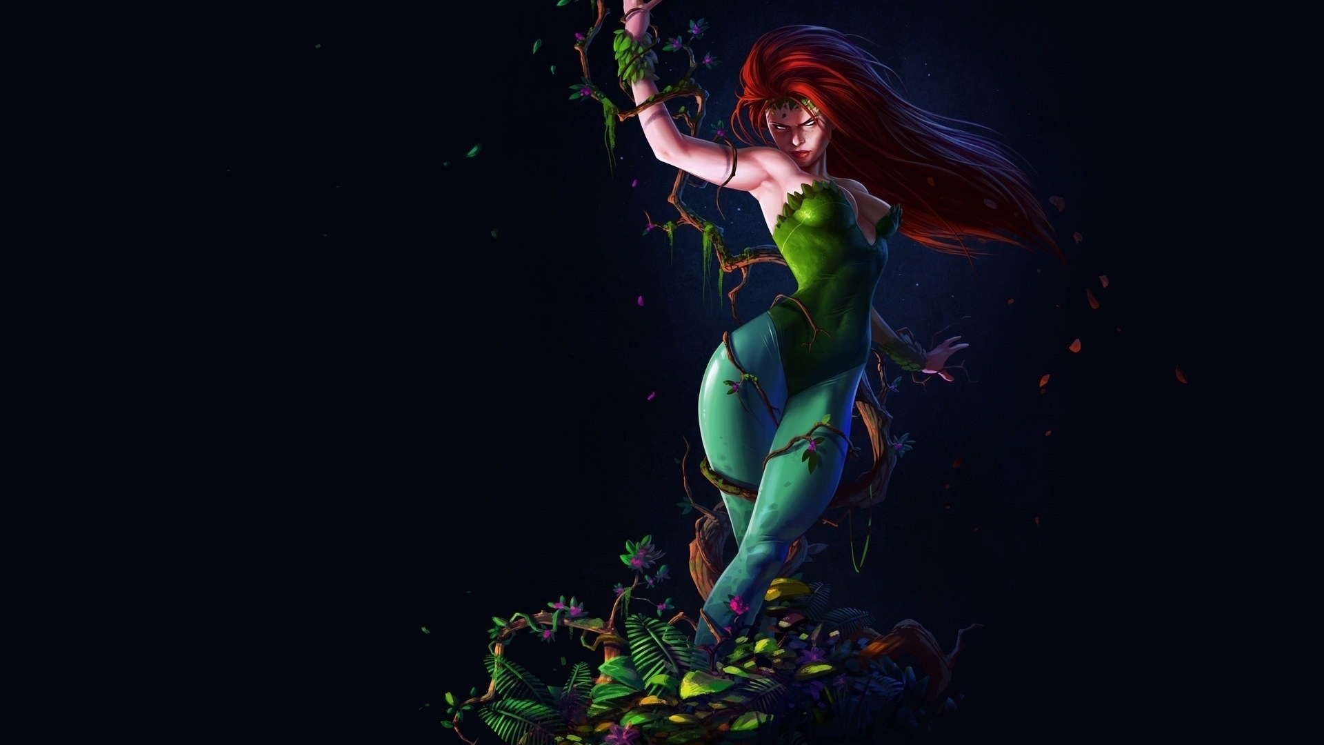 art, fantasy, woman, poison ivy, HD Wallpaper