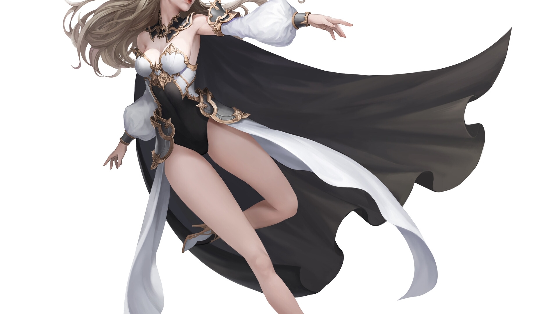 elf, fantasy, girl, luminos, black, jiyun lim, white, HD Wallpaper