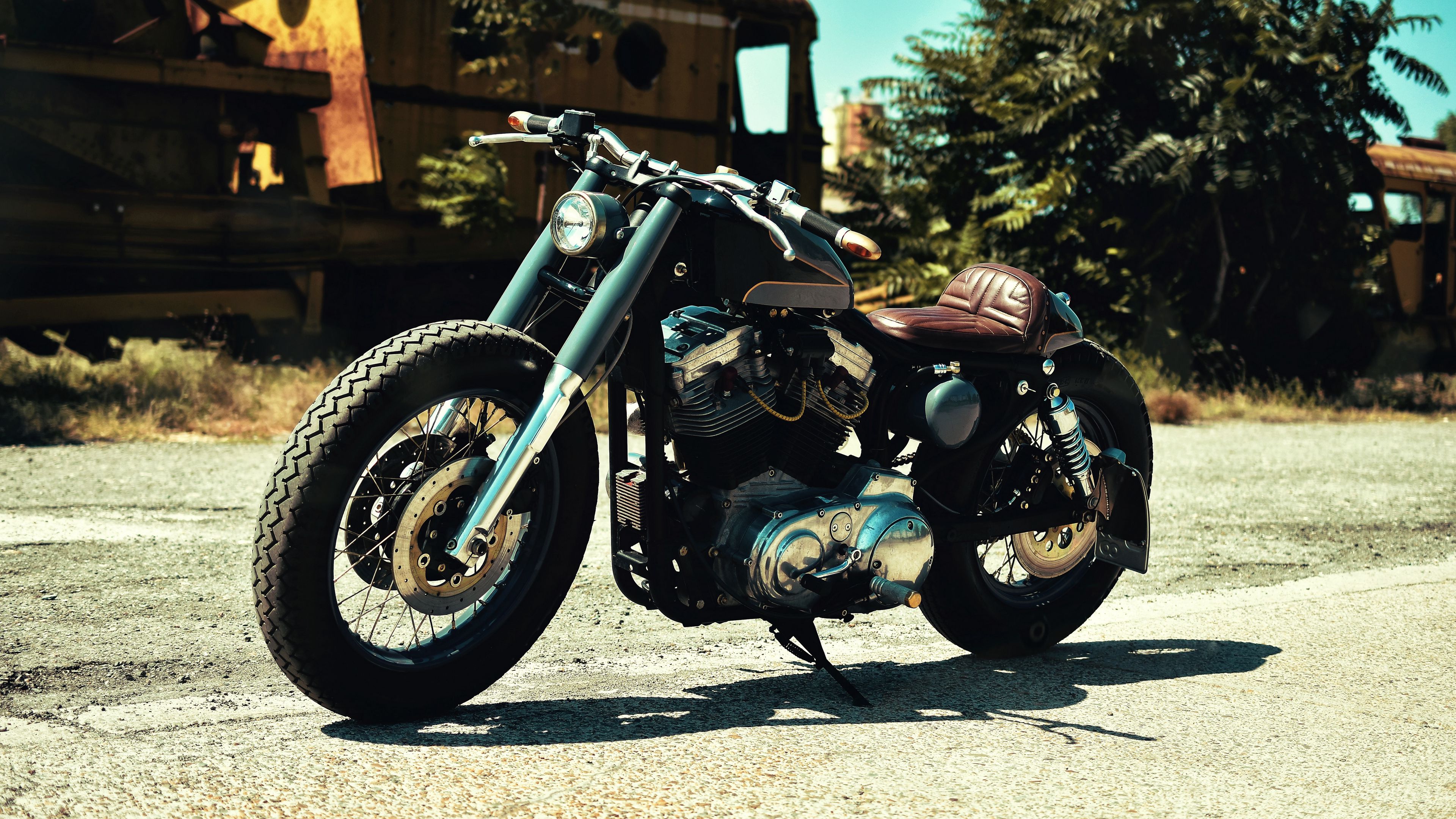 motorcycle, side view, shadow, wheel, 4k, HD Wallpaper