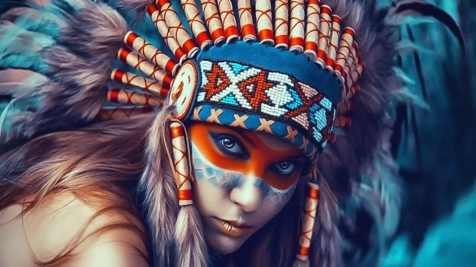 american, woman, indian, eyes, HD Wallpaper