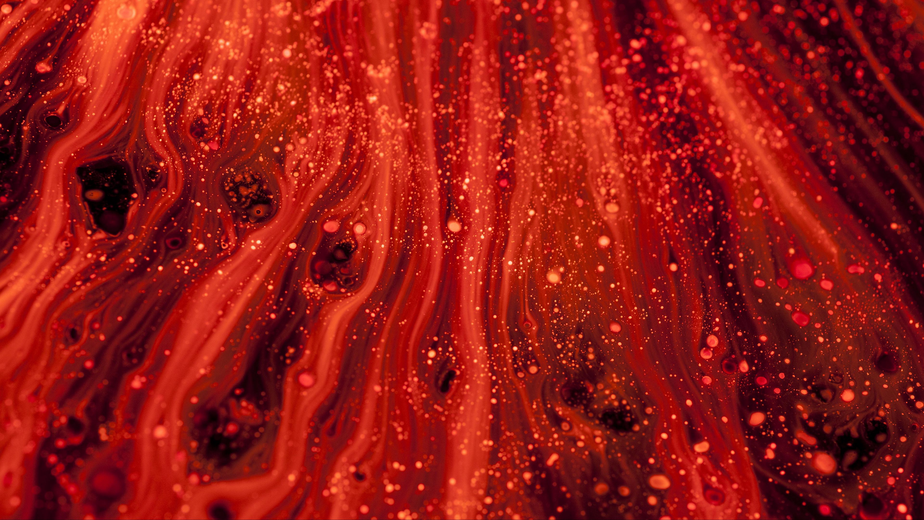 liquid, sequins, red, bright, 4k, HD Wallpaper