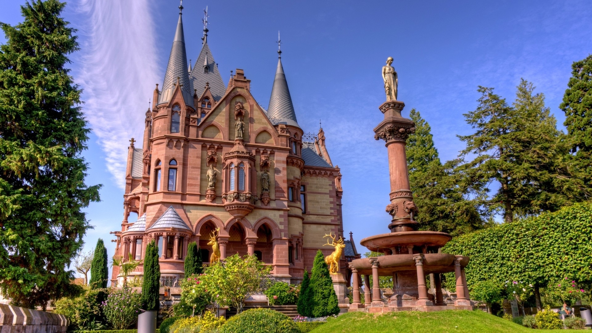 germany, sky, trees, castle, HD Wallpaper