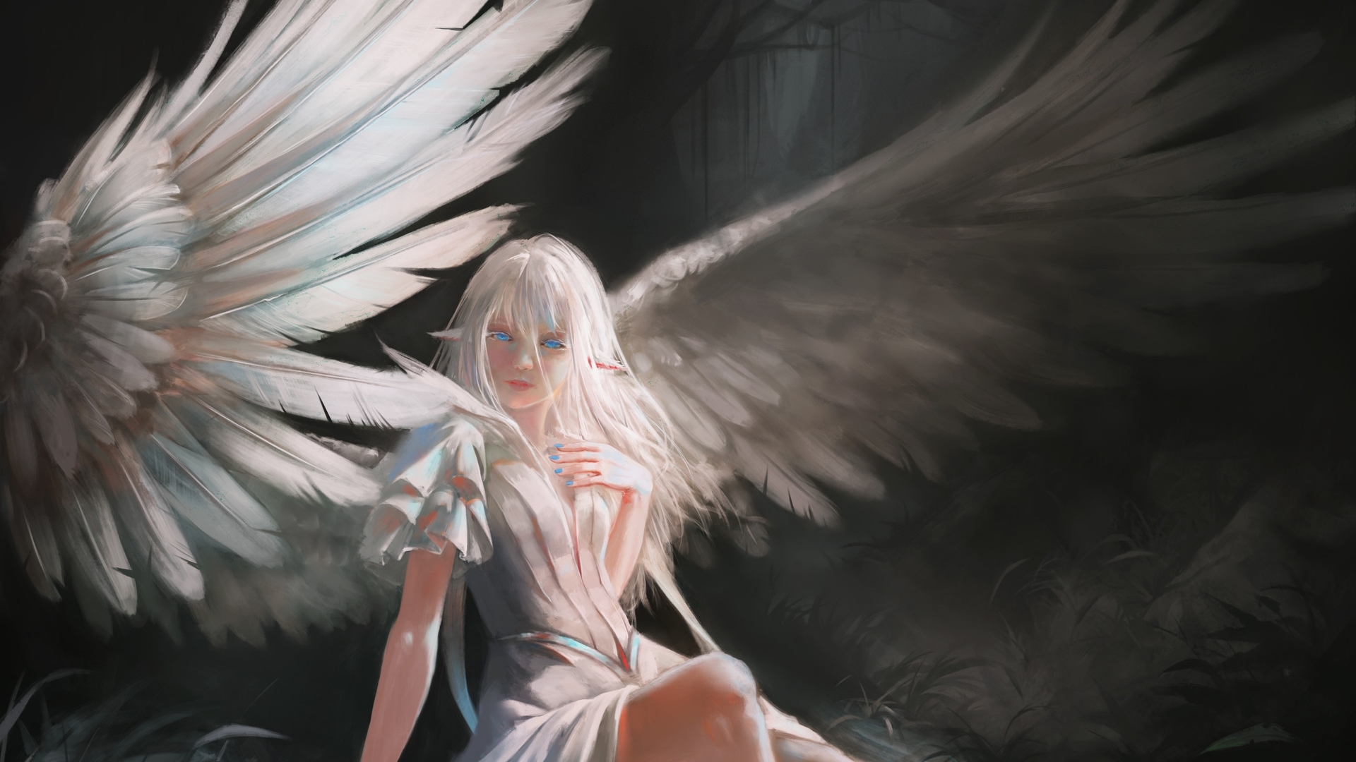girl, angel, enze fu, wings, fantasy, luminos, HD Wallpaper
