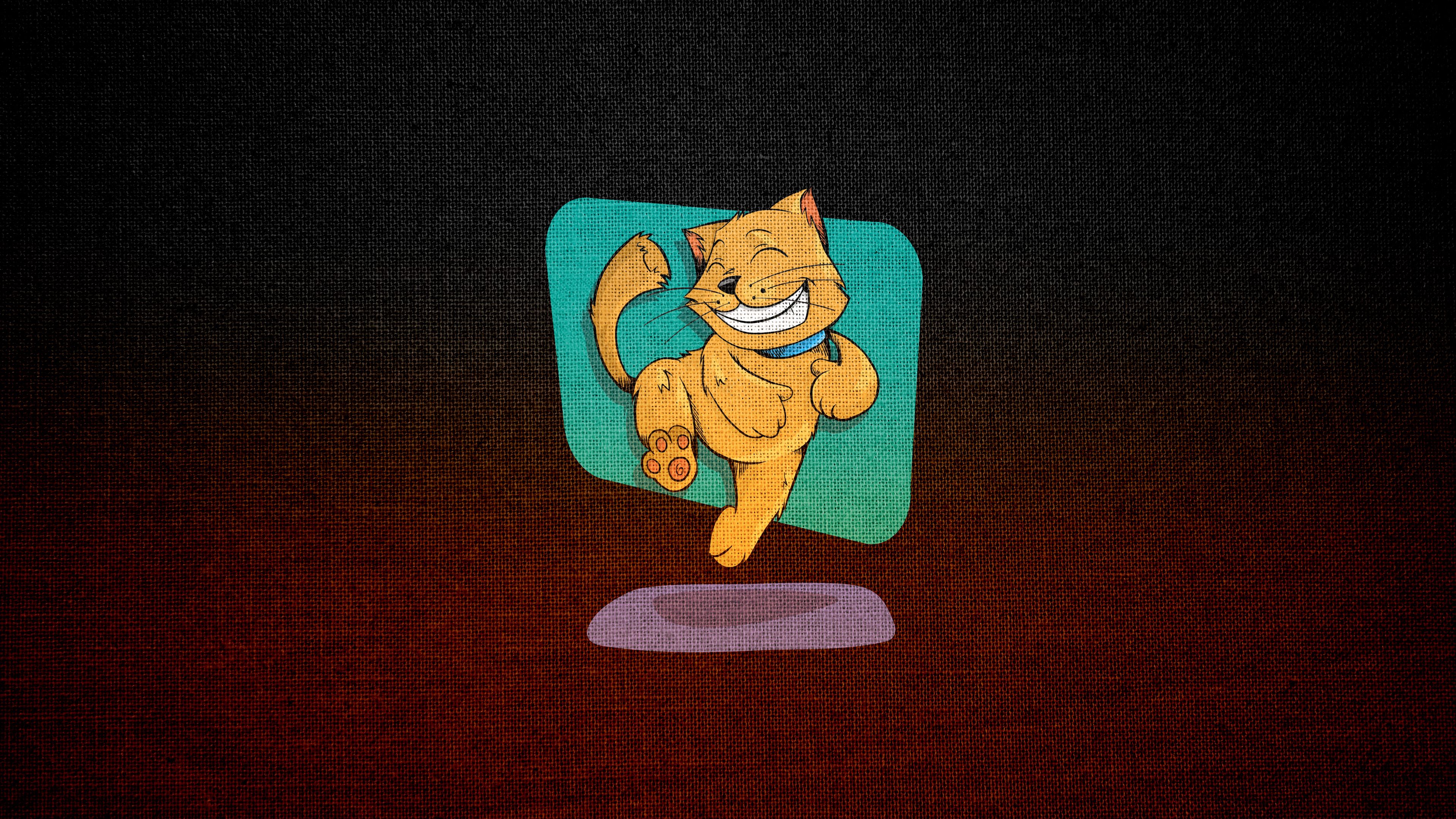 cat, art, happy, sticker, 4k, HD Wallpaper